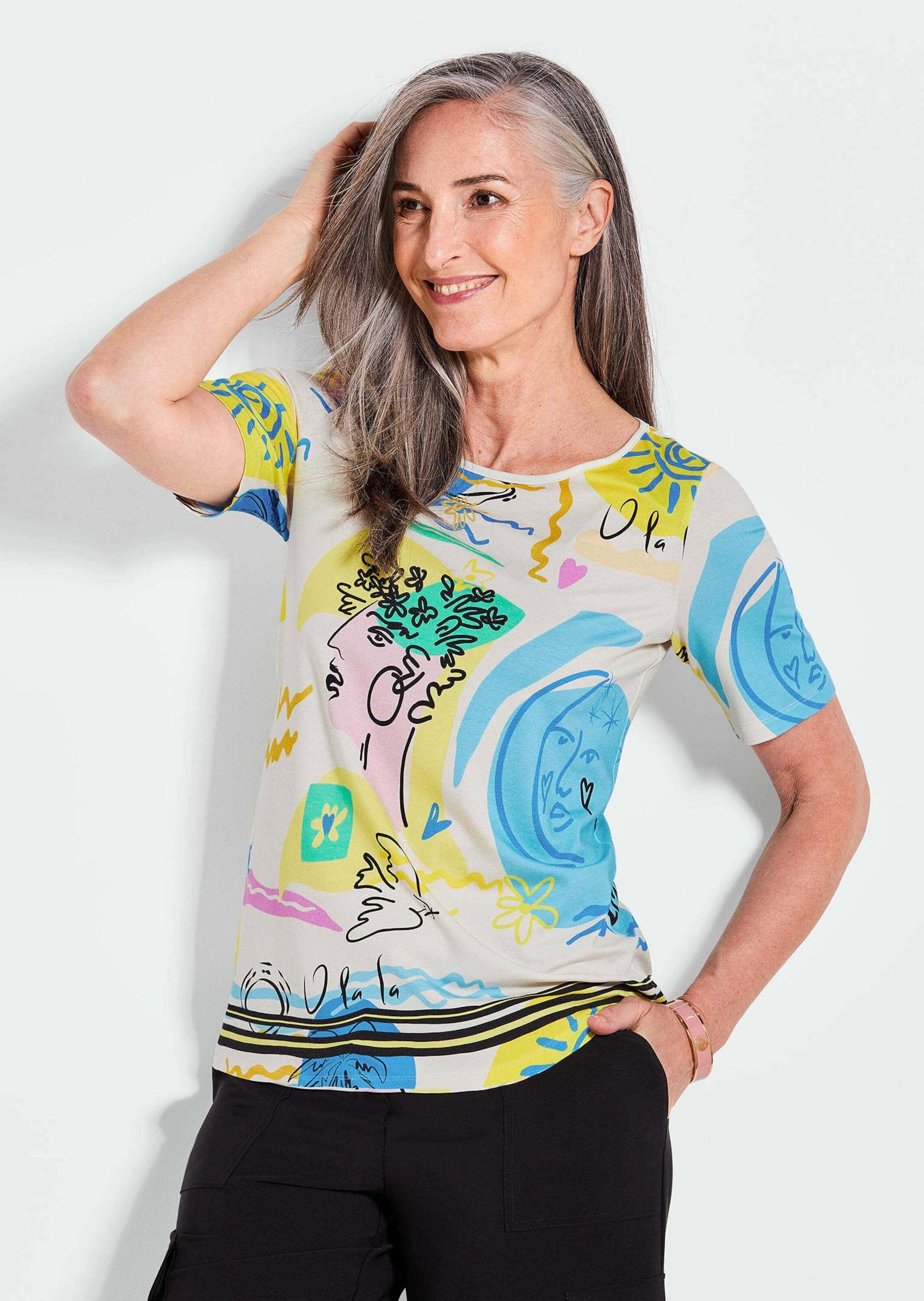 GOLDNER Kurzarmshirt »Blusenshirt mit Allover-Design«