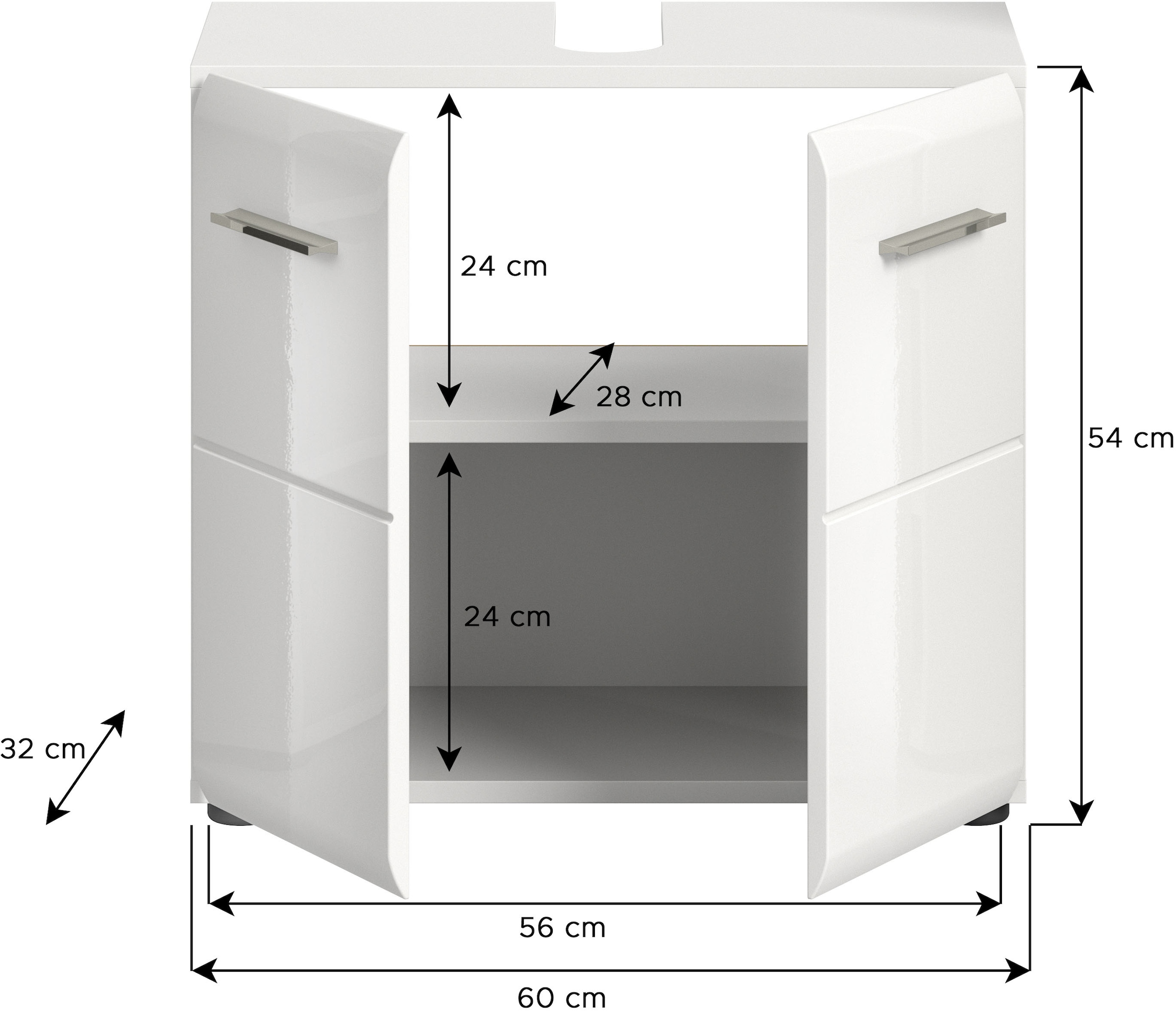 INOSIGN Waschbeckenunterschrank »FLORENZ, TOPSELLER!, Breite 60cm, 1 Einlegeboden, 2 Fächer«, mit Siphonausschnitt, Badmöbel, Badschrank, Schrank, Kommode, Bad
