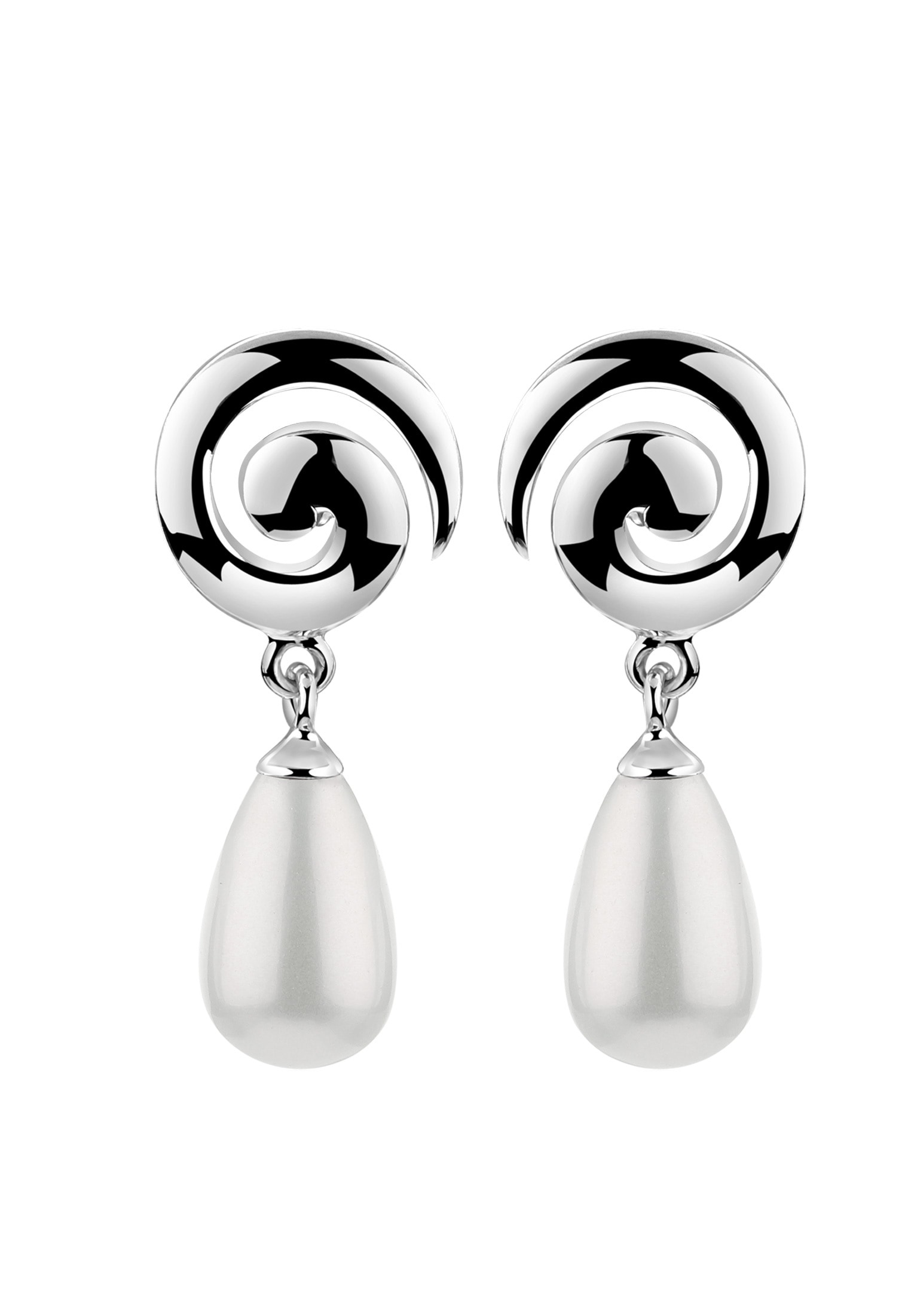 Nenalina Paar Ohrhänger »Ohrringe Stecker Muschelkernperle Spirale Stilvoll 925 Silber«