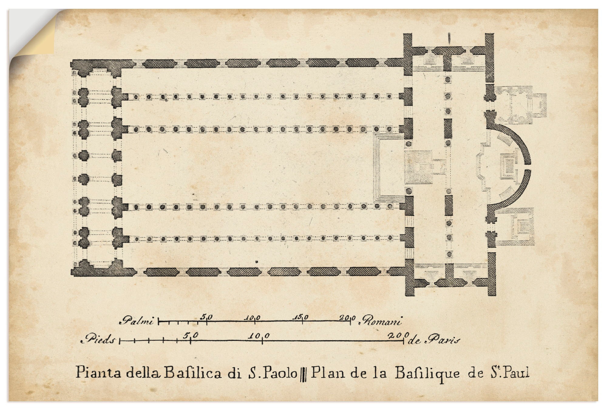 Artland Wandbild »Plan für die Basilika bei St. Paul's«, Gebäude, (1 St.), in vielen Größen & Produktarten - Alubild / Outdoorbild für den Außenbereich, Leinwandbild, Poster, Wandaufkleber / Wandtattoo auch für Badezimmer geeignet