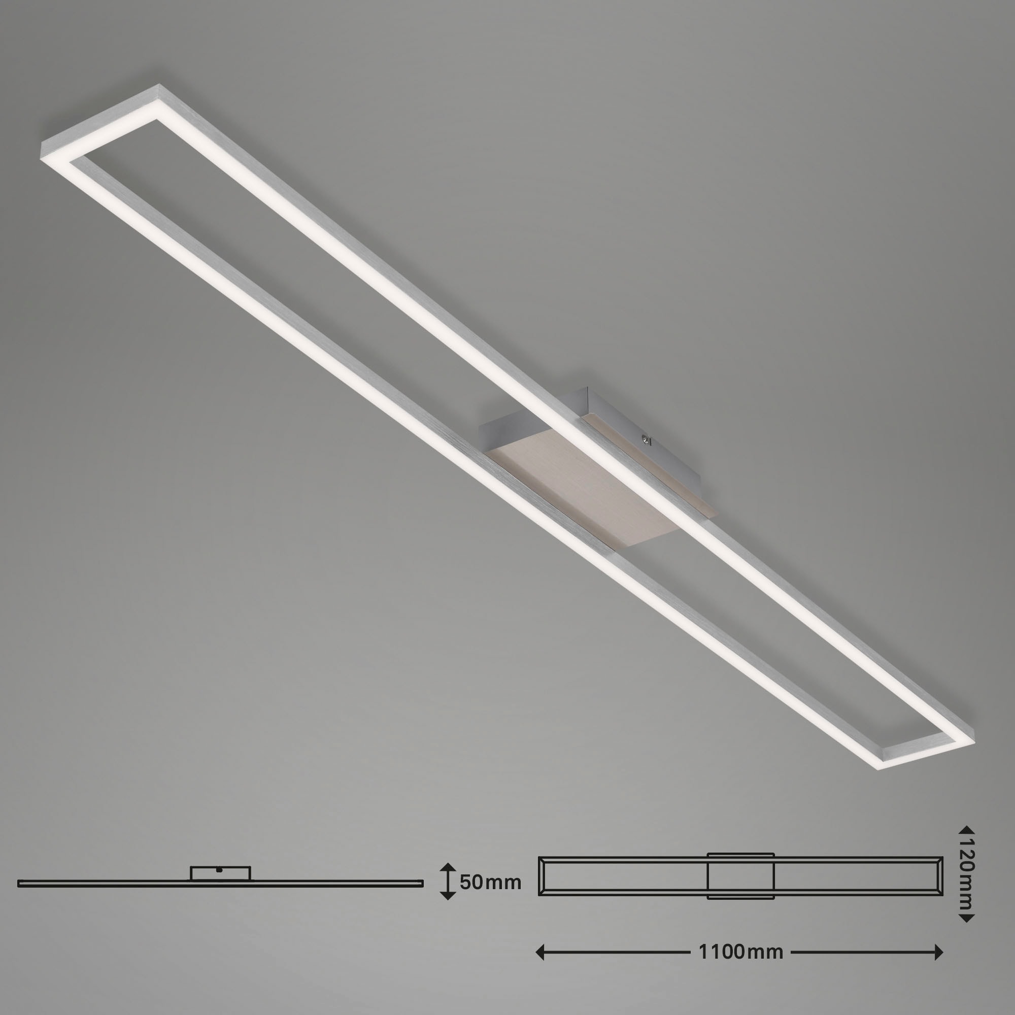 Briloner Leuchten LED Deckenleuchte »3094012 FRAME« LED-Board Warmweiß Deckenlampe, 110x12x5cm, Matt-Nickel, 18W, Wohnzimmer, Schlafzimmer