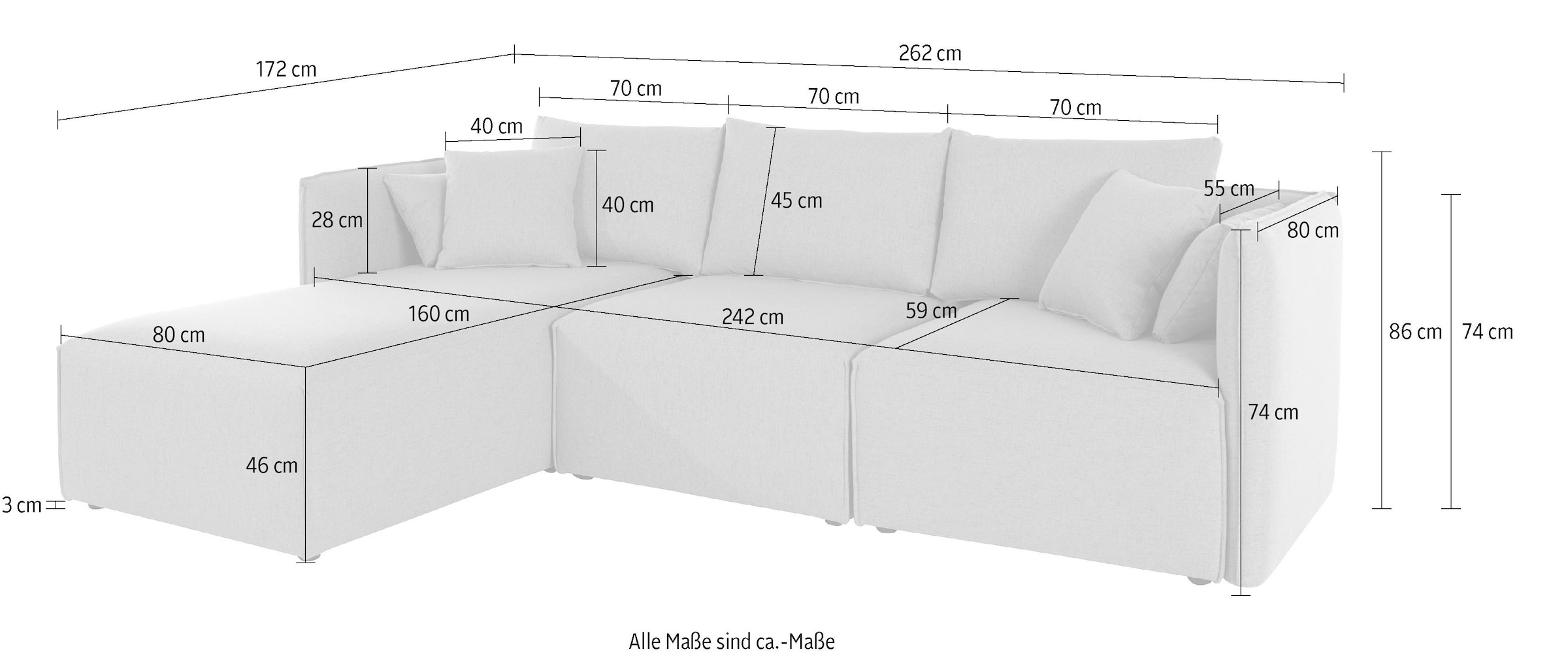 OTTO home Ecksofa »Nöre L-Form« 3 Teile, in vielen Bezugsqualitäten und Farben. Modulteile s. "Nöre"