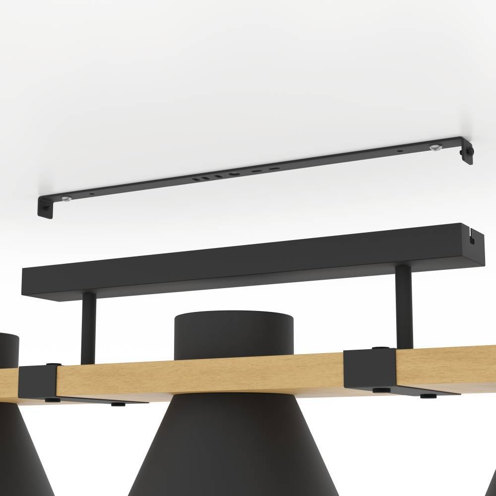 EGLO Deckenleuchte »MACCLES«, 3 flammig, Leuchtmittel E27 | ohne Leuchtmittel, Deckenleuchte, Wohnzimmerlampe, Holz und Metall, Schwarz, Deckenspot
