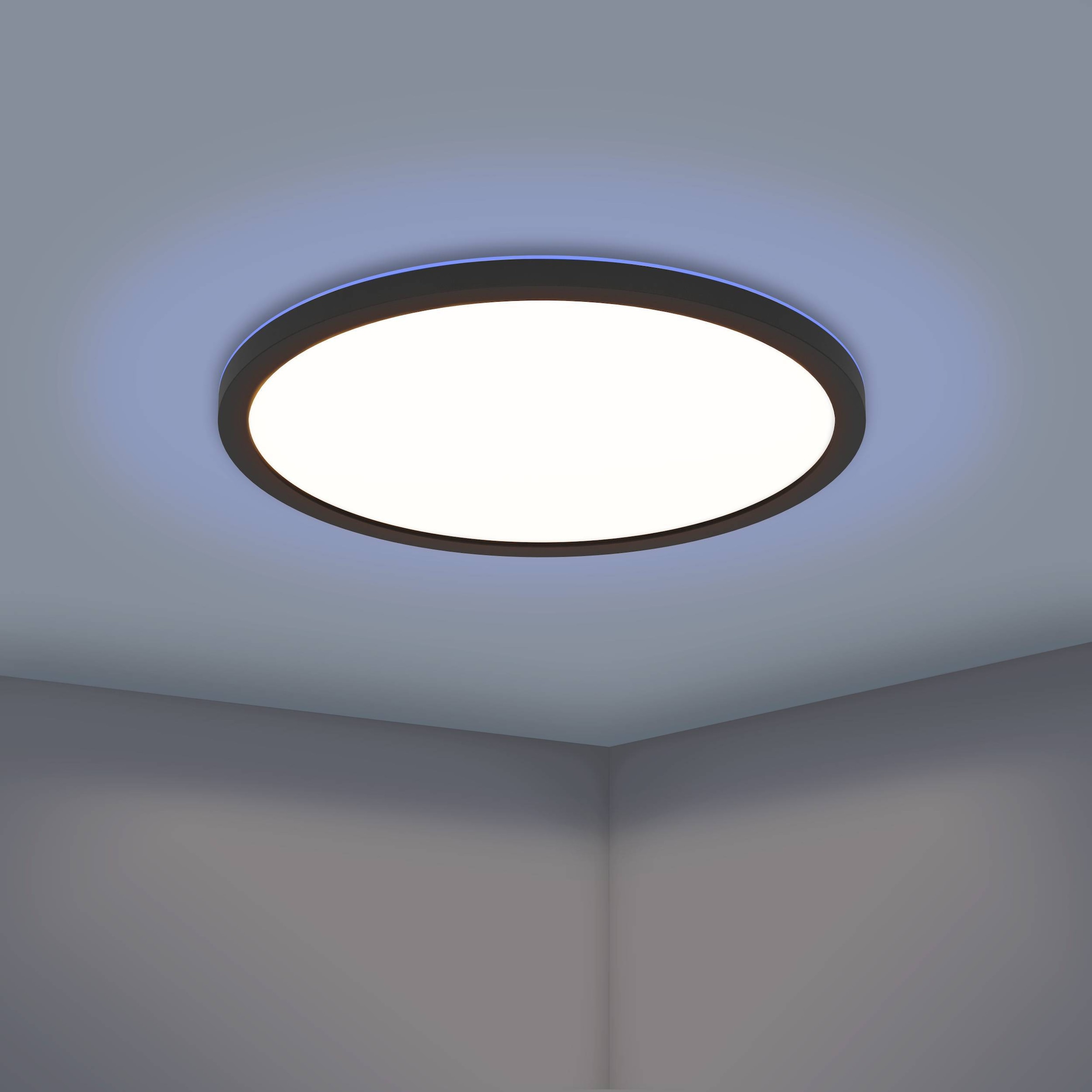 EGLO Deckenleuchte »Rovito-Z Deckenlampe, ZigBee 3.0, Kunststoff, Badezimmerlampe, IP44« LED-Modul 1 Stk. Kaltweiß | RGB Wand-/Deckenleuchte - H3 x Ø30 cm - schwarz - 13,9W inkl.