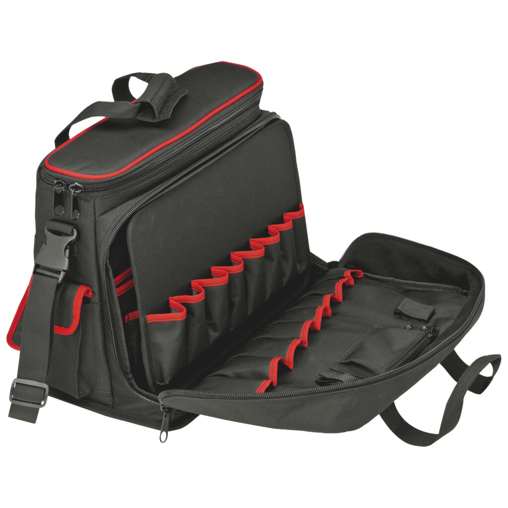 Knipex Werkzeugtasche »Service«, mit 5 Werkzeugtaschen und 3 Stifttaschen sowie verstellbarem Schultergurt
