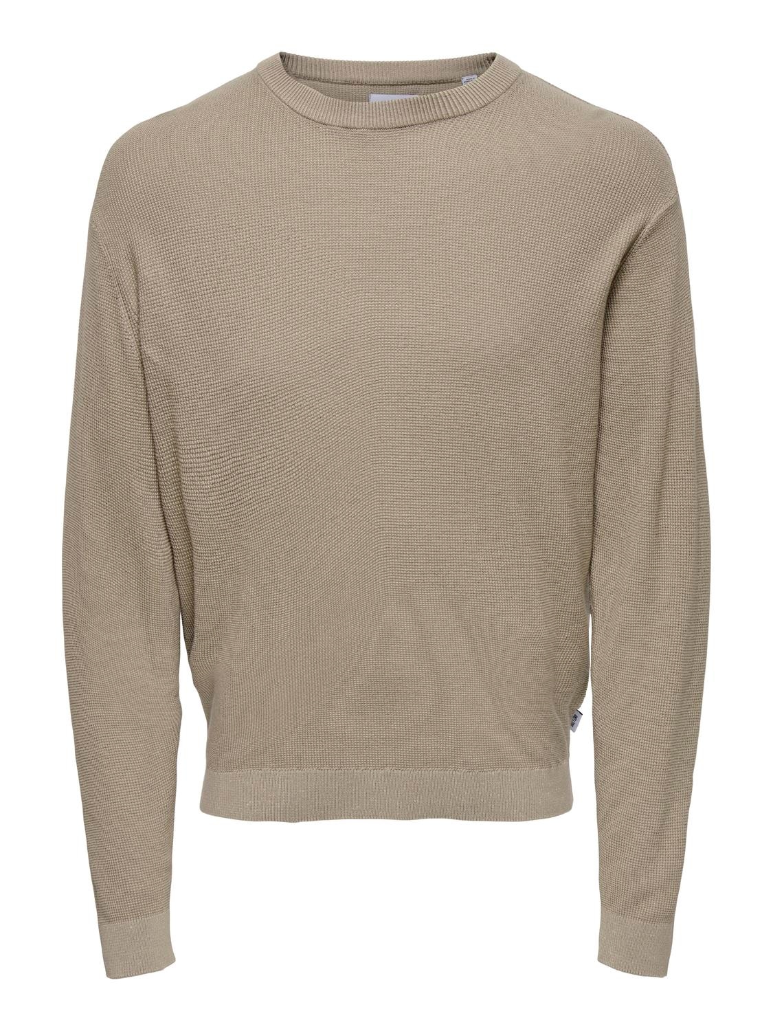 ONLY & SONS Rundhalspullover »ONSTONY DS 12 LS WAFFLE CREW KNIT«