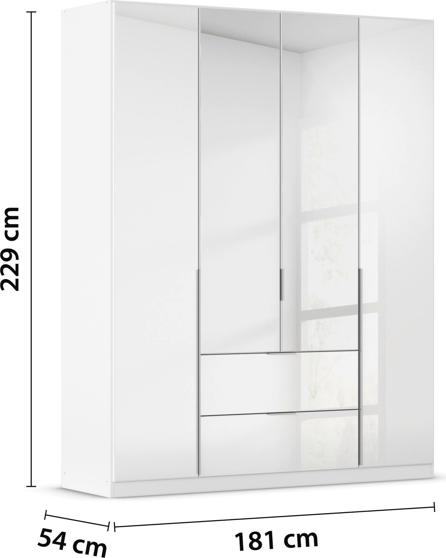 rauch Drehtürenschrank »Kleiderschrank Kleiderschränke Schrank Garderobe AGORDO mit Glasfront«, (in zwei Griff-Farben mit Glasfront), mit Außenschubkästen, in 6 Breiten und 2 Höhen MADE IN GERMANY