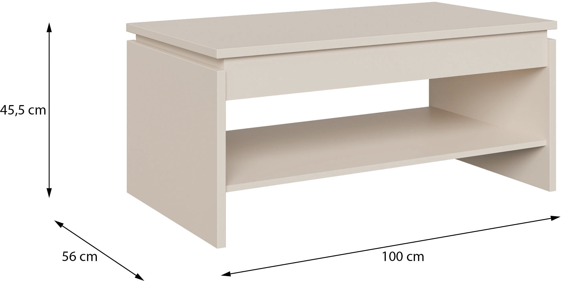 FORTE Couchtisch »Couchtisch, Ablage, Stauraum, als Esstisch nutzbar« höhenverstellbar, B/H/T 100/45,7/56 cm