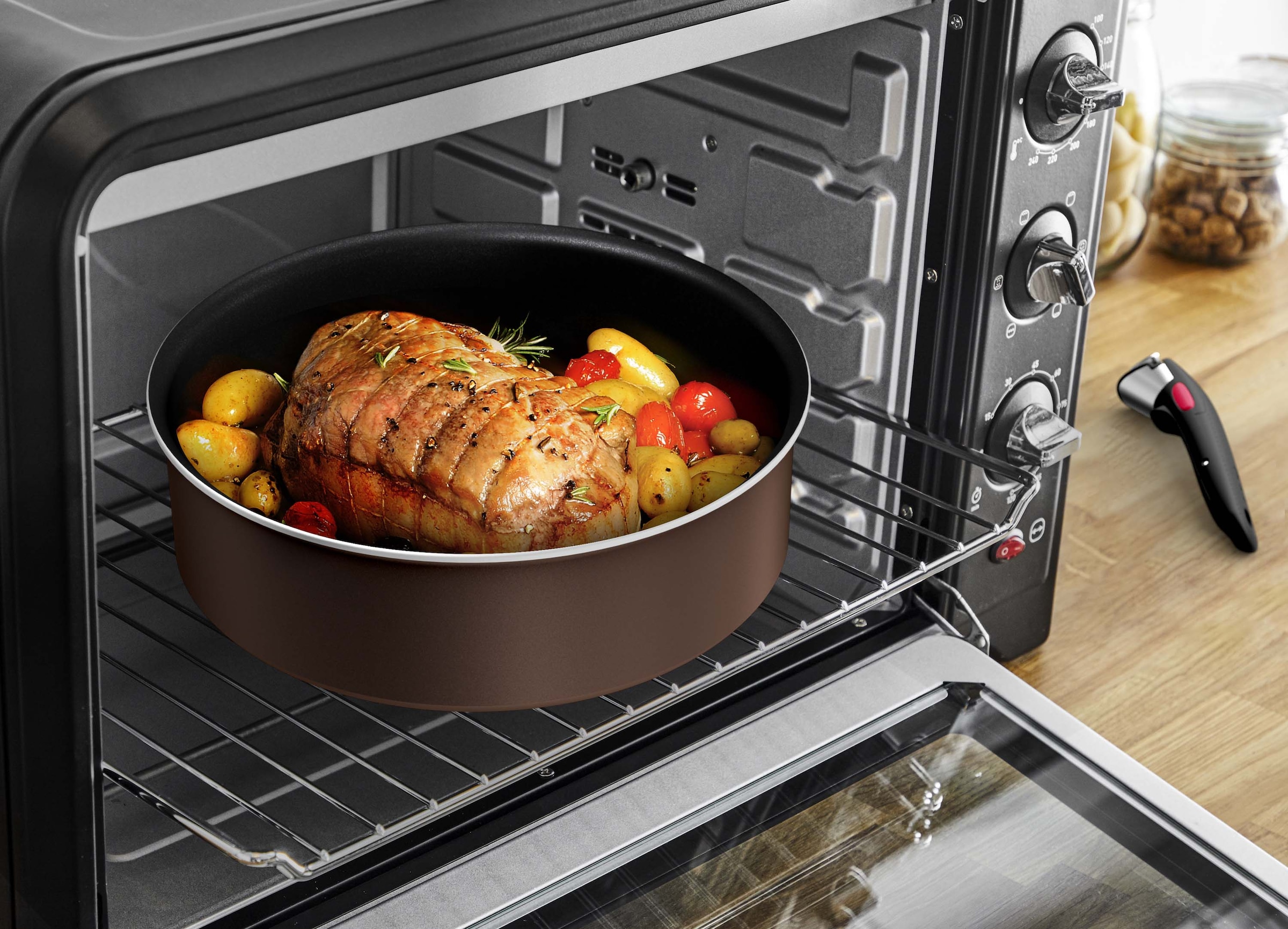 Tefal Topf-Set »L15890 Ingenio XL Force, Topfset nicht induktionsgeeignet«, Aluminium, (Set, 4 tlg., je 1 Stielkasserolle Ø 16/18/20 cm, 1 abnehmbarer Griff), Antihaftversiegelung, Thermo-Signal bei idealer Brattemperatur