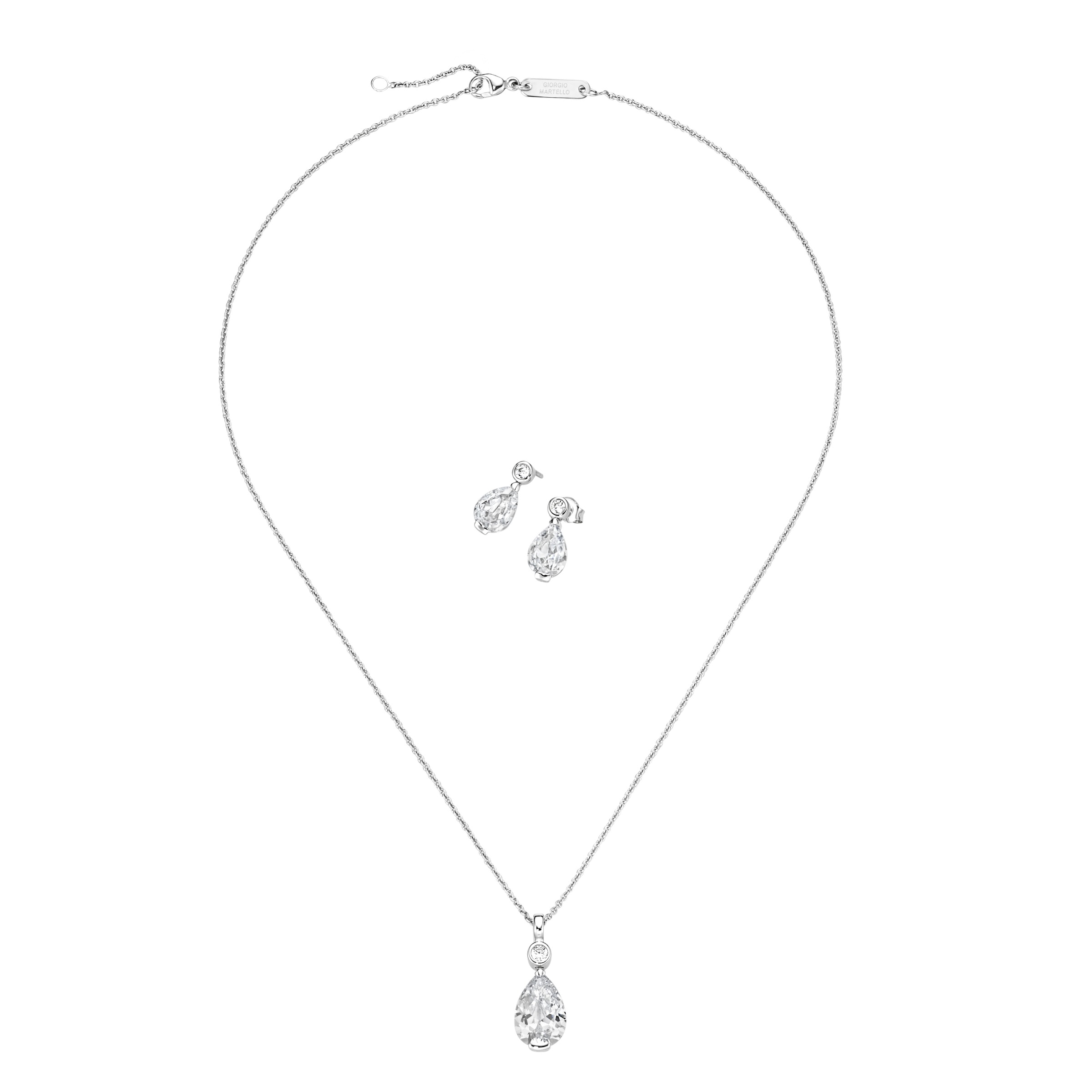 GIORGIO MARTELLO MILANO Kette mit Anhänger »Kette 2-teiliges Set mit Anhänger und Ohrst. in Tropfenform, Si. 925«