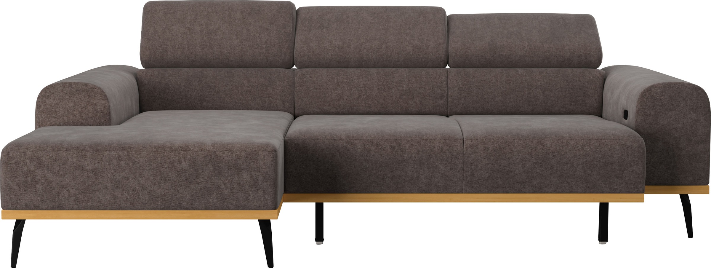 Places of Style Ecksofa »Carlo L-Form«, mit Kopfteilverstellung & Holz-Rahmenoptik, wahlweise Relaxfunktion