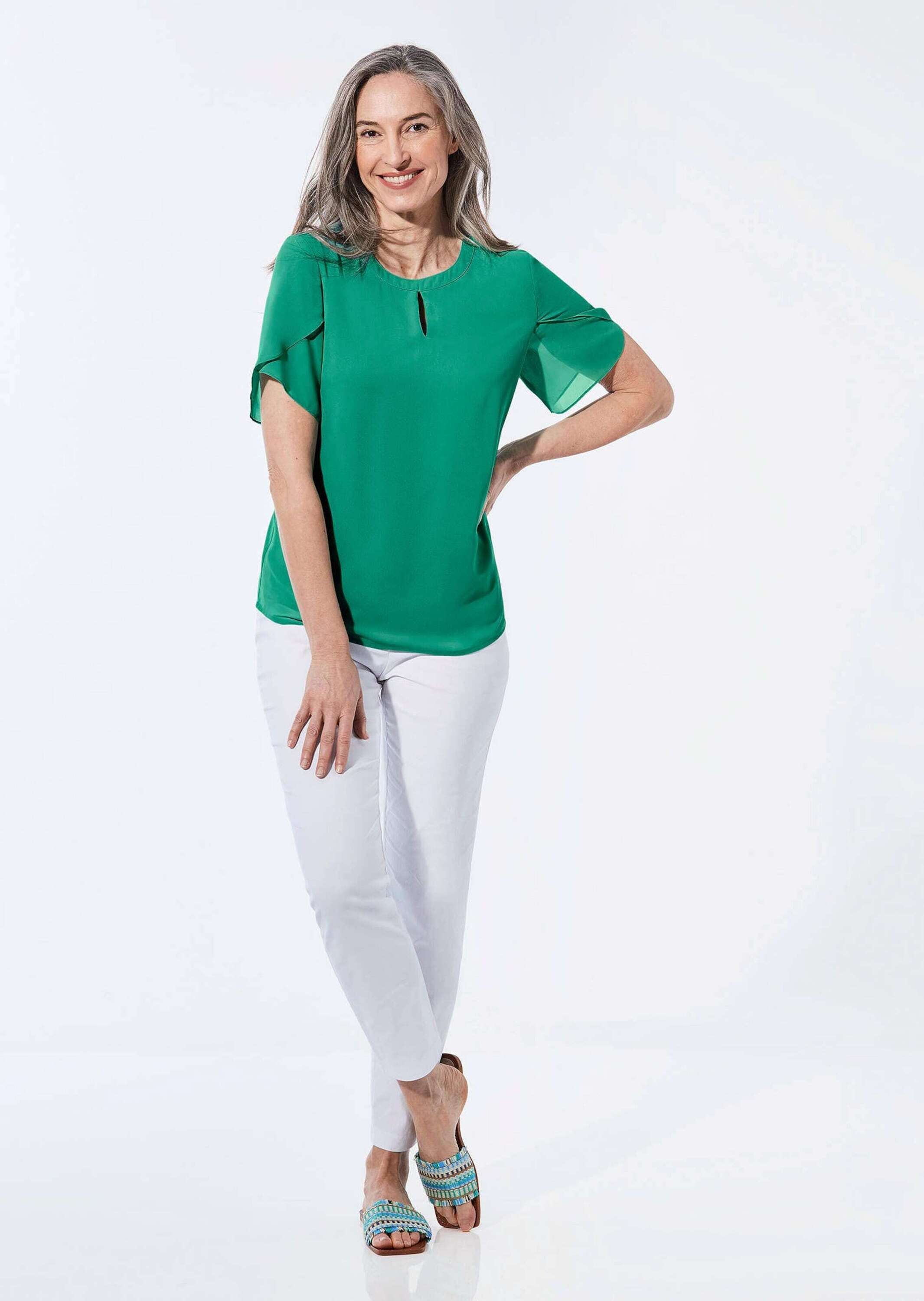 GOLDNER Kurzarmbluse »Bluse mit aufregender Ärmellösung«