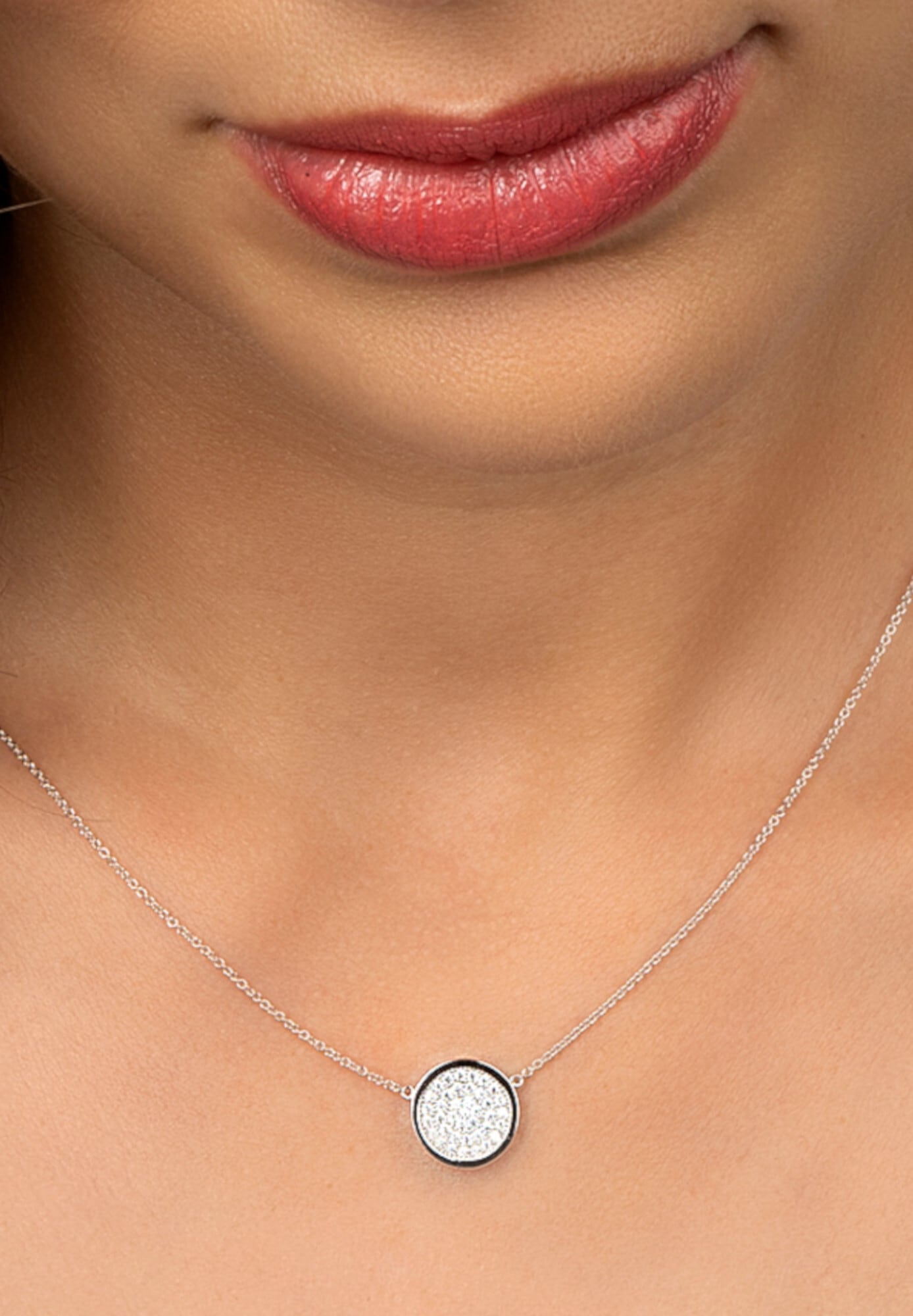 ONE ELEMENT Silberkette »Zirkonia Kreis Halskette aus 925 Silber  45 cm«