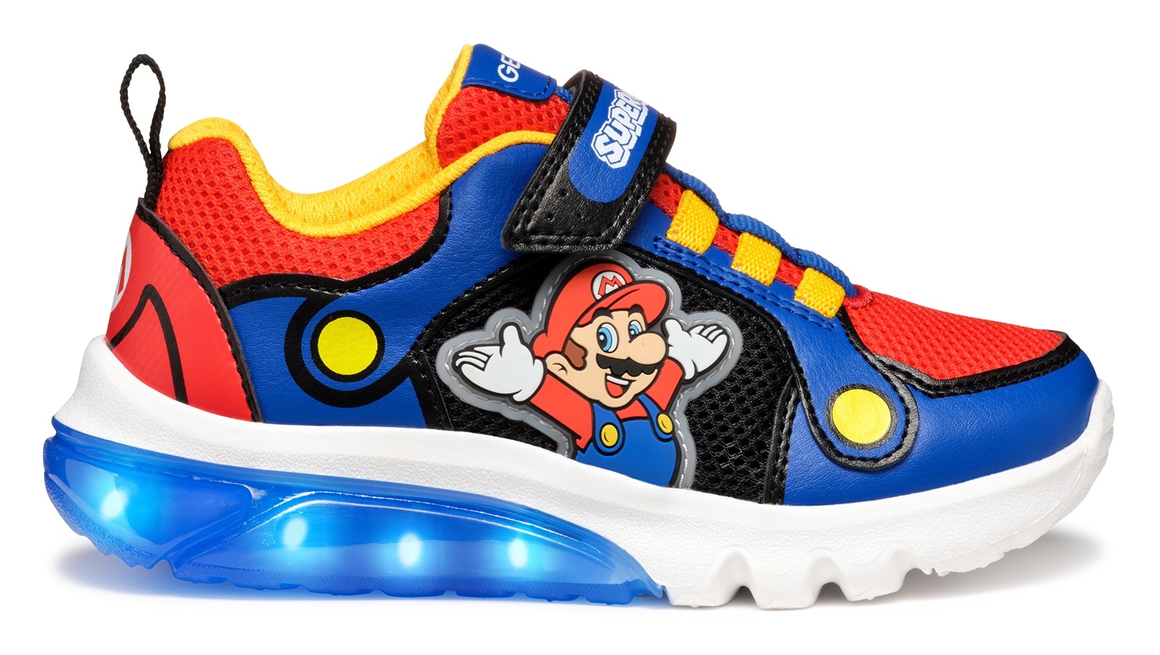 Geox Sneaker »J CIBERDRON BOY Blinkschuh«, Retro Sneaker, Blinkschuh mit Super Mario Motiv