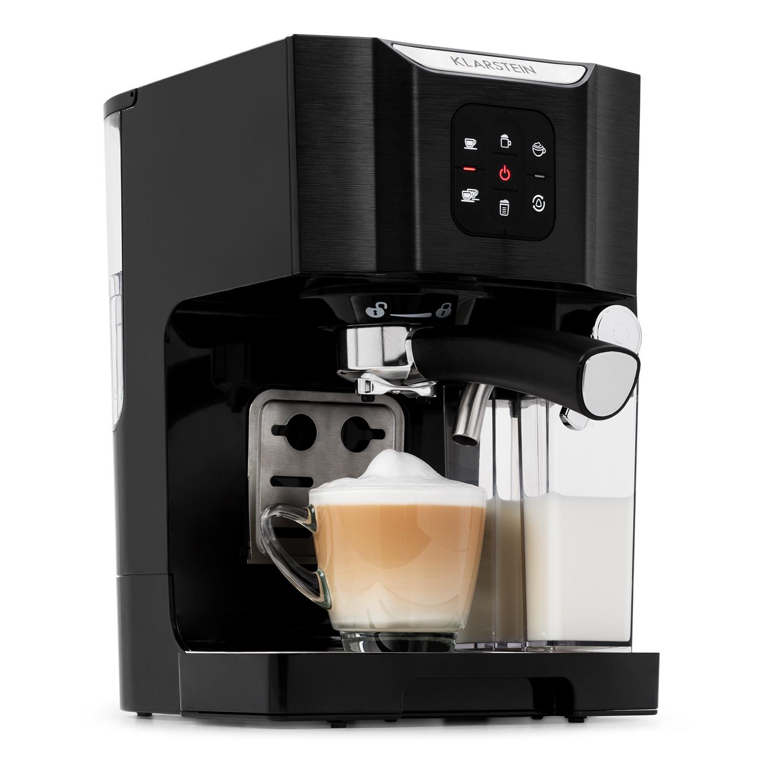 Klarstein Kaffeemaschine 1450 W 20 Bar Milchschäumer 3in1 schwarz