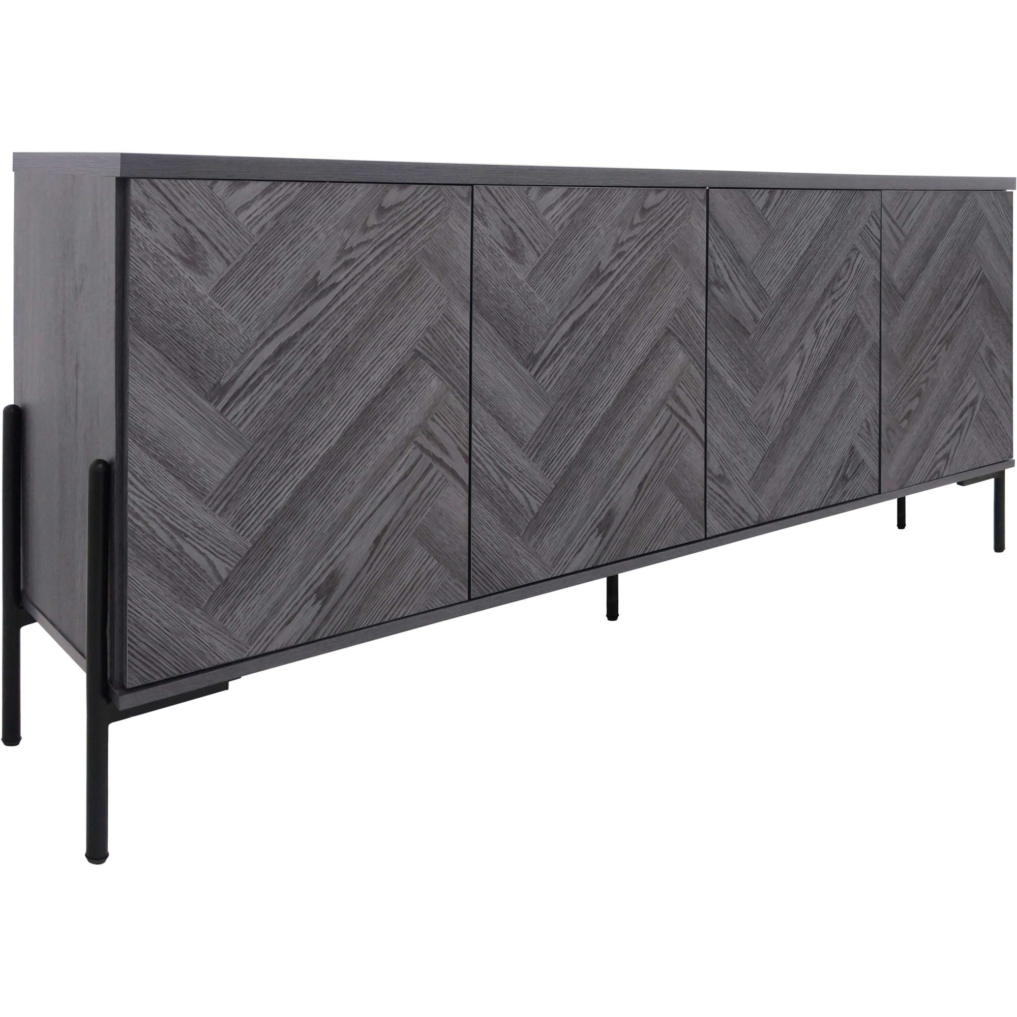 Leonique Sideboard »Eadwine« Kommode, Push-to-open, Türen mit Fischgräten Muster, Breite 175 cm