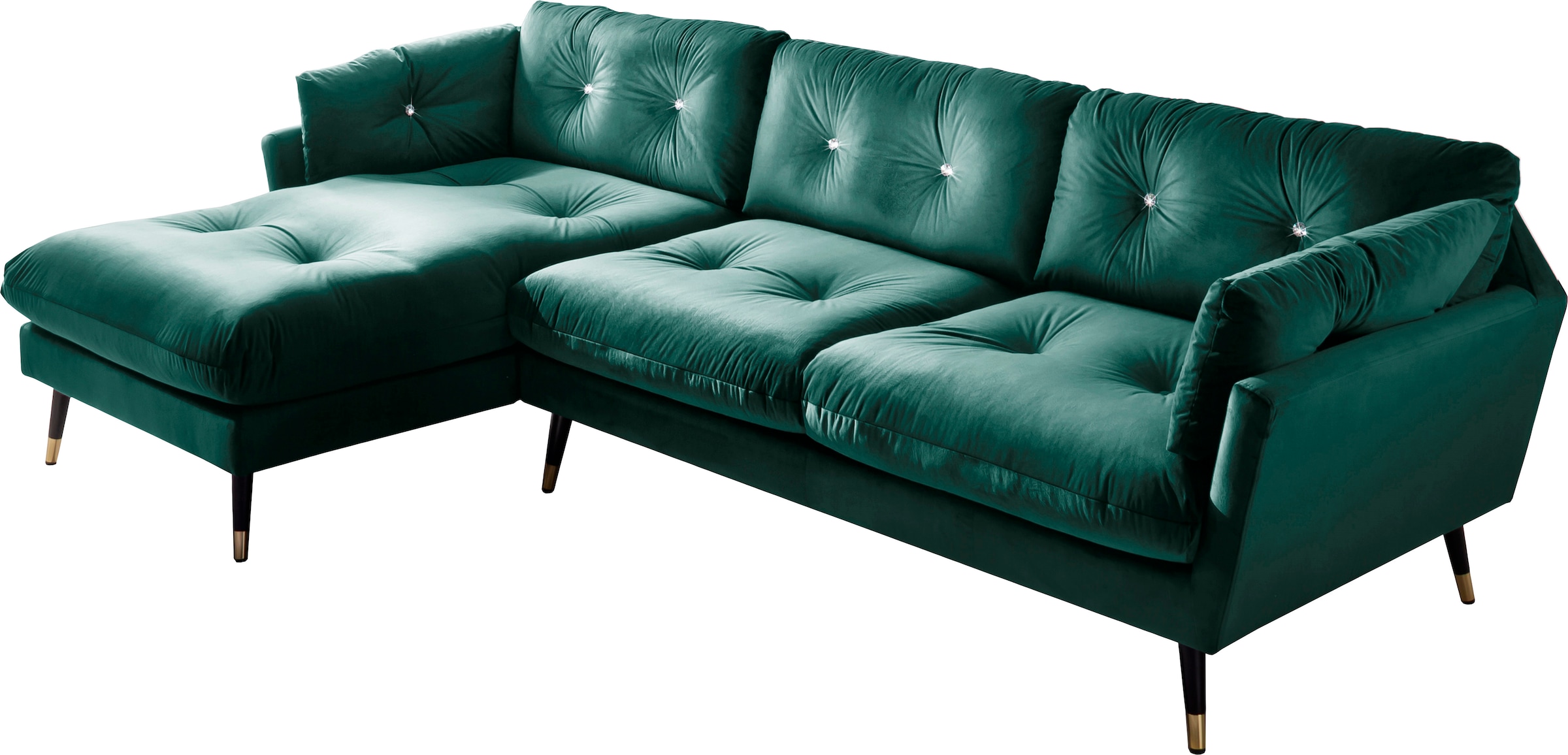 Trends by HG Ecksofa »Amira L-Form«, mit Strasssteinen und goldfarben Applikationen
