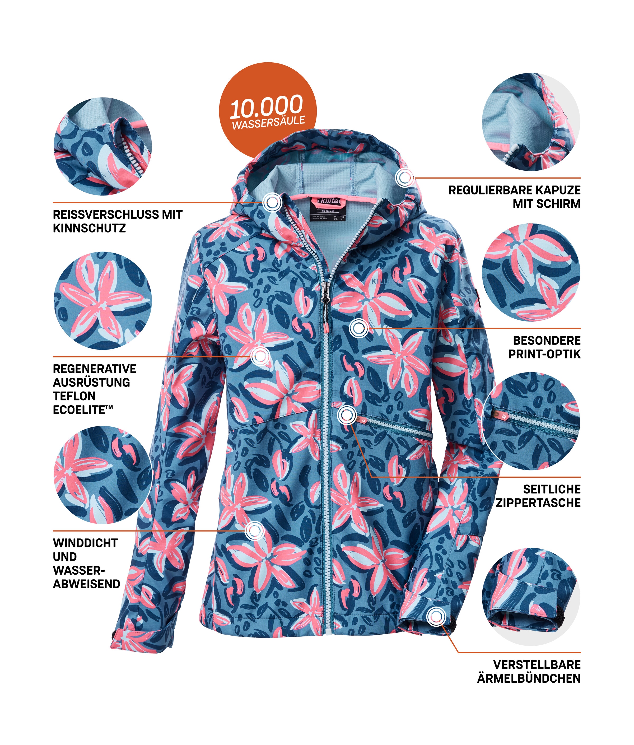 Killtec Softshelljacke »KOS 154 GRLS SFTSHLL JCKT« Wind- und wasserabweisende Kinderjacke mit buntem Print