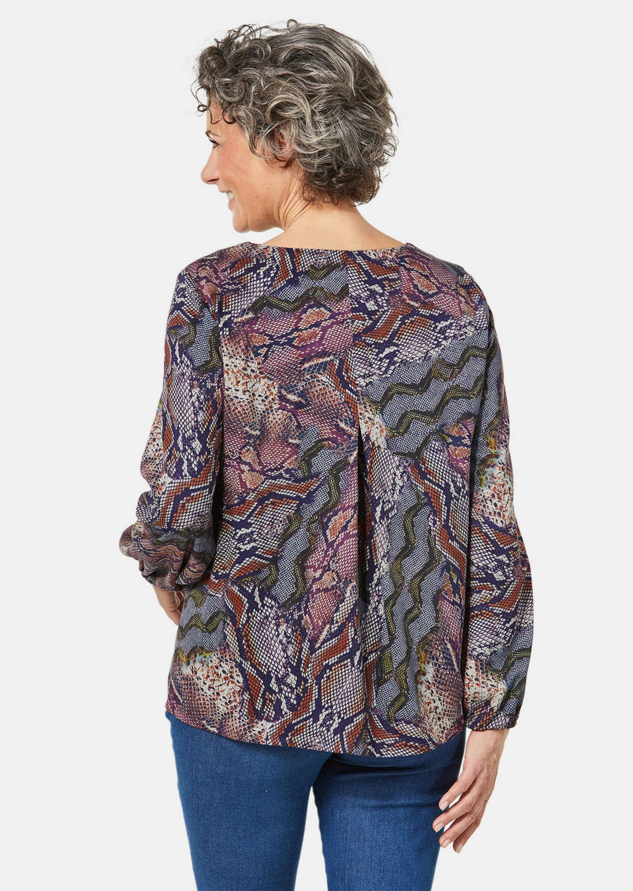 GOLDNER Druckbluse »Druckbluse mit raffinierter Ausschnittlösung«
