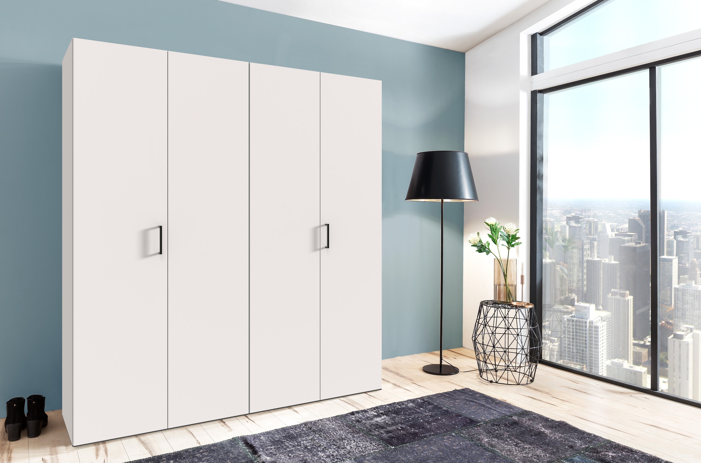 Wimex Kleiderschrank »Mugano,in 8 Breiten,3 Höhen,2 Tiefen, viele Farben, Made in Germany«, (in Basic oder Premium Ausstattung mit 2 weiteren Einlegeböden), mit langen oder kurzen Griffen aus Metall, mit oder ohne Spiegel