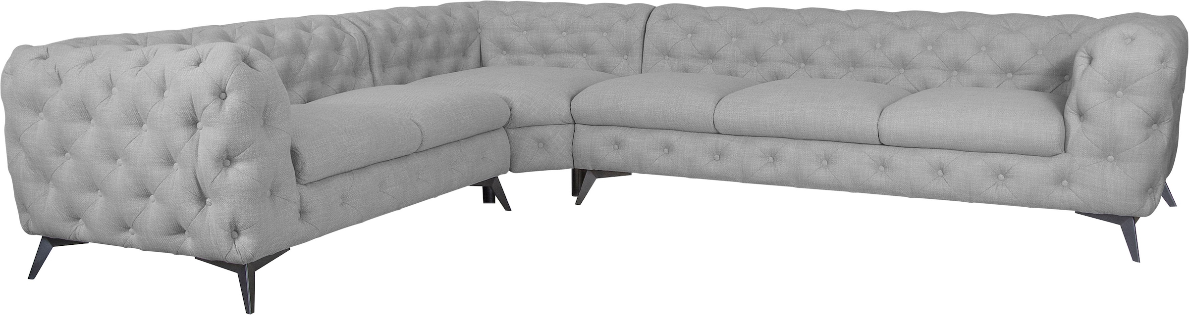 Home affaire Chesterfield-Sofa »Ecksofa GLYNIS L-Form mit Wellenunterfederung, Maße B/T/H 323/264/75cm« aufwändige Knopfheftung, moderne Chesterfield Optik, Fußfarbe wählbar