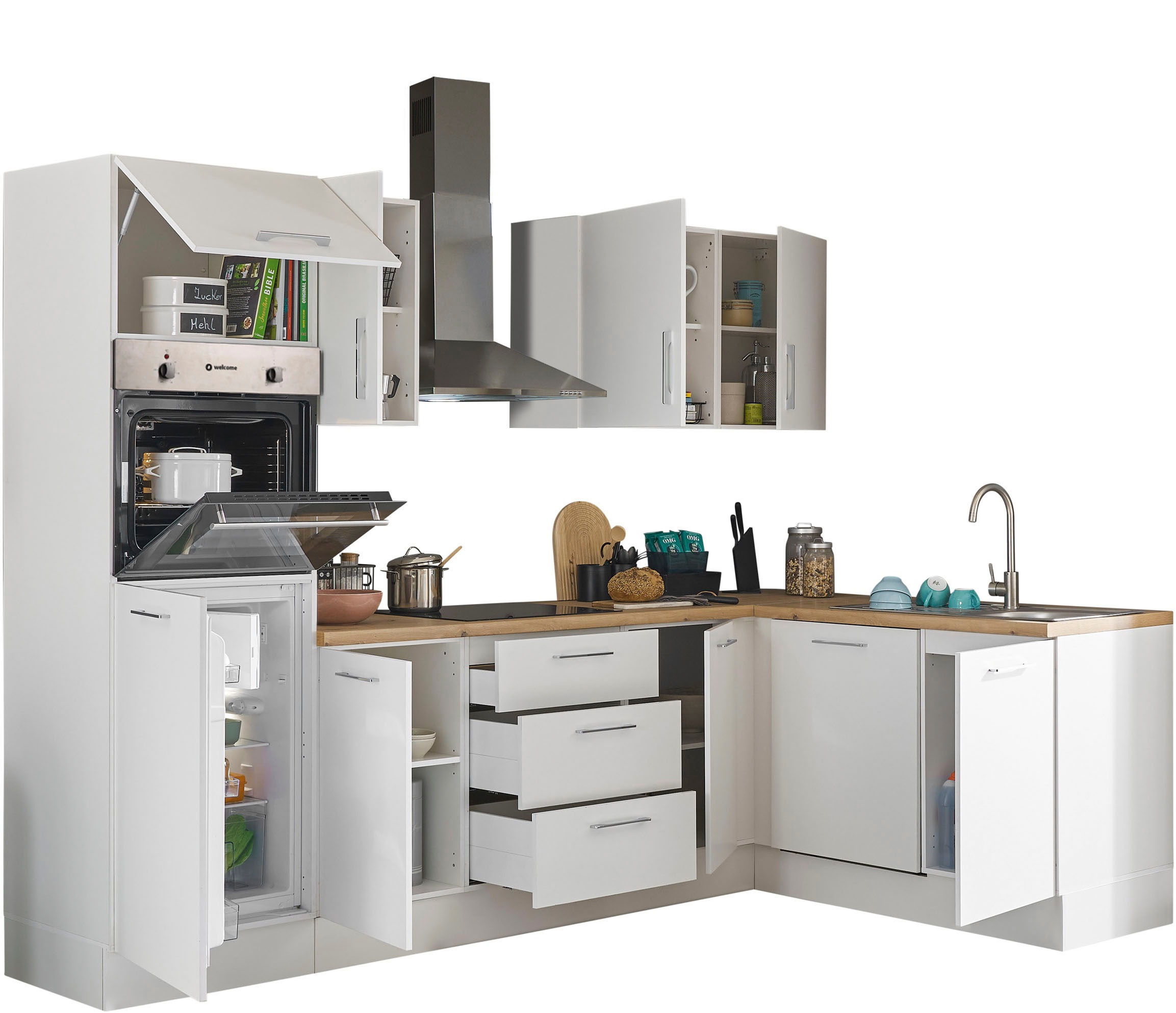 BASIC by Balculina Winkelküche »Turin« Stellbreite 280x175 cm, wahlweise mit E-Geräten