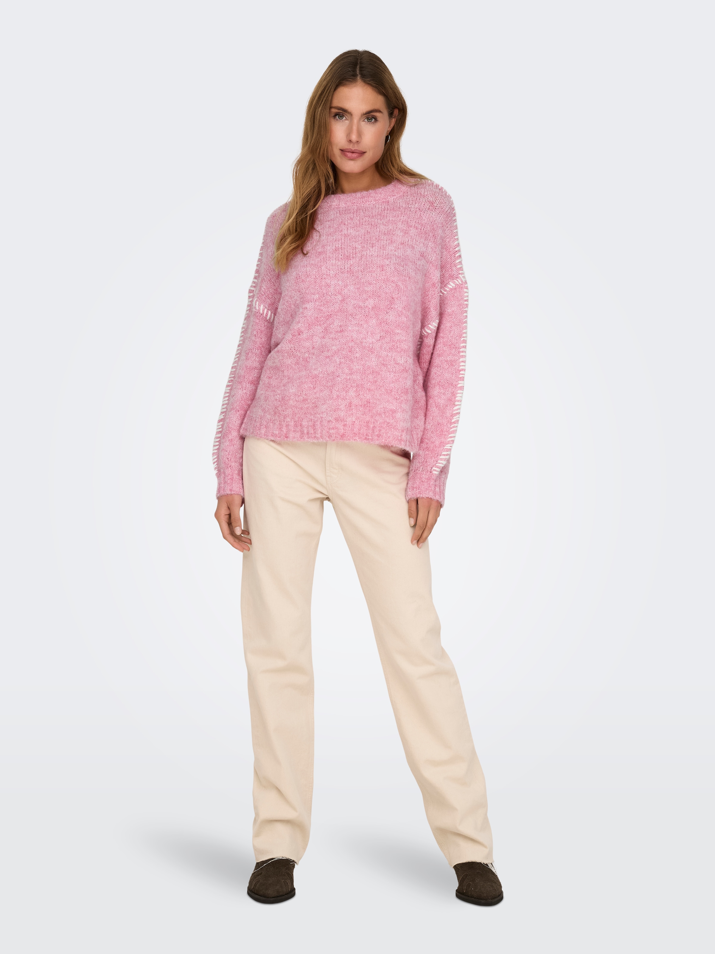 JDY Rundhalspullover »JDYZOEY LIFE L/S ON STITCH PULL KNT NOOS« mit dekorativen Ziernähten