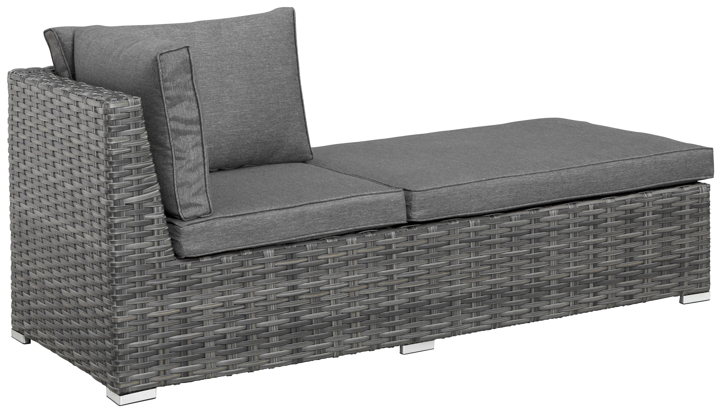 KONIFERA Gartenlounge-Set »New York«, (21 tlg., 1x 3er AZ-Sofa, 1x Ecke, 1x Sessel, 1x Ottomane mit Staufach, 1x Tisch), Tisch 110x65 cm, Aluminium,Polyrattan,individuell stellbar,10 Personen