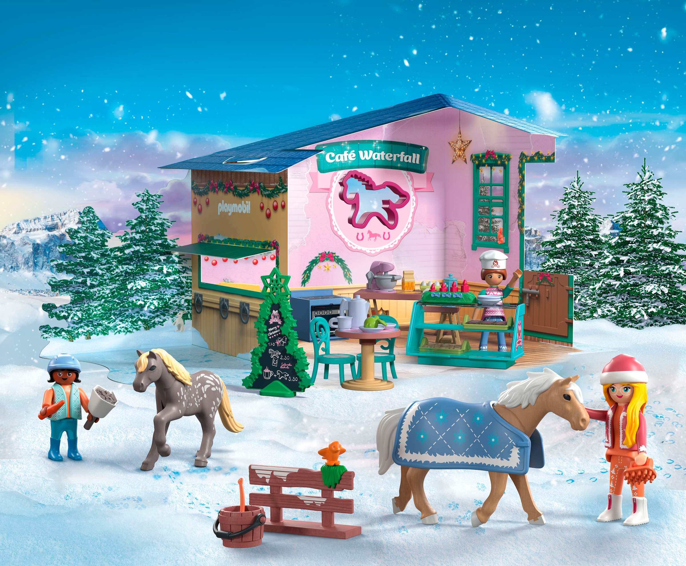 Playmobil® Spielzeug-Adventskalender »Weihnachtsbacken im Reitercafé (71952), Horses of Waterfall«, ab 4 Jahren, Made in Germany