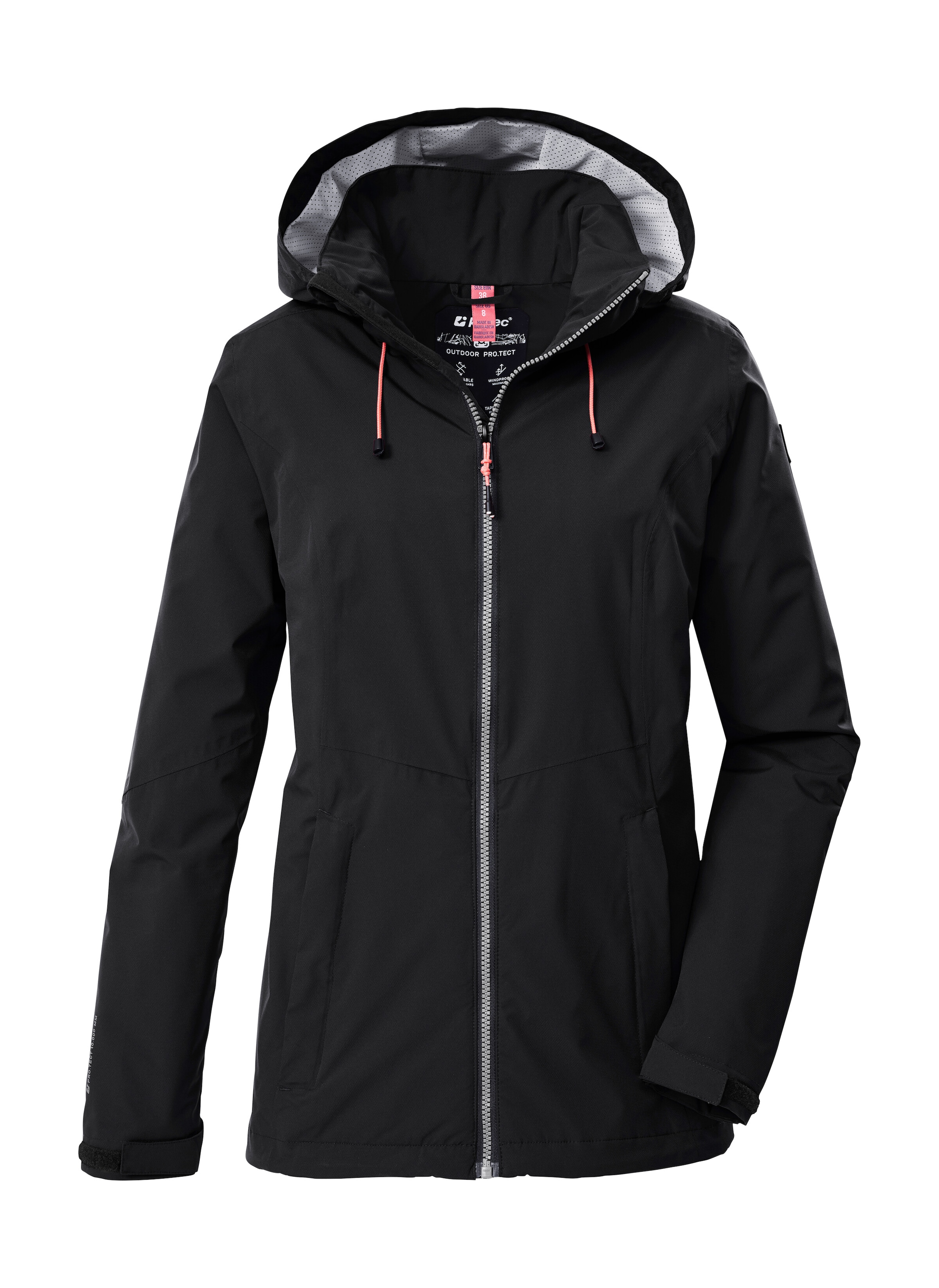 Killtec Outdoorjacke »Damen Regenjacke OOKS 1«, Leichte, wasser- und winddichte Jacke, atmungsaktiv, abnehmbare Kapuze