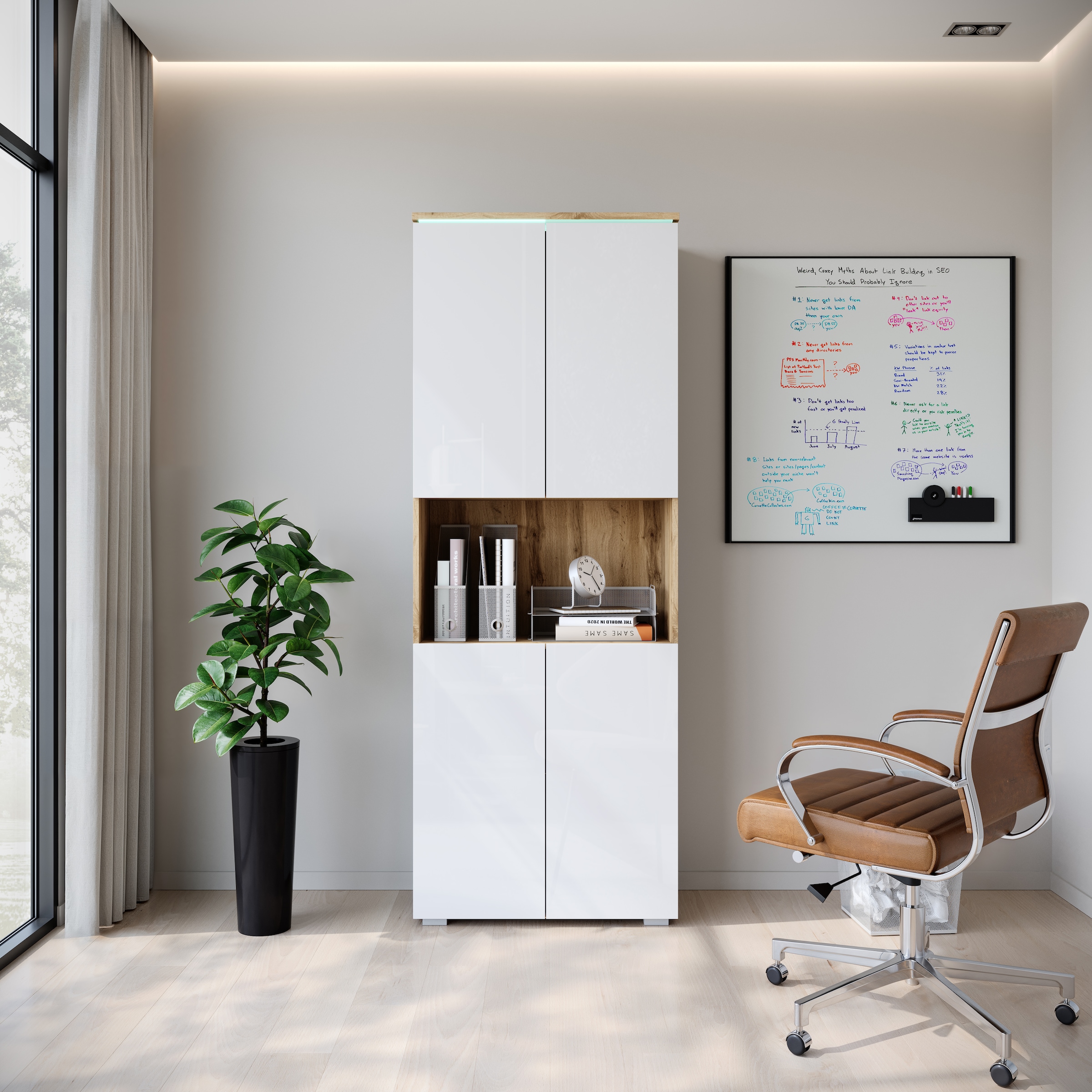 INOSIGN Aktenschrank »Vera, Mehrzweckschrank mit LED-Beleuchtung« Praktischer Stauraum mit höhenverstellbaren Ablageböden, H. 182 cm