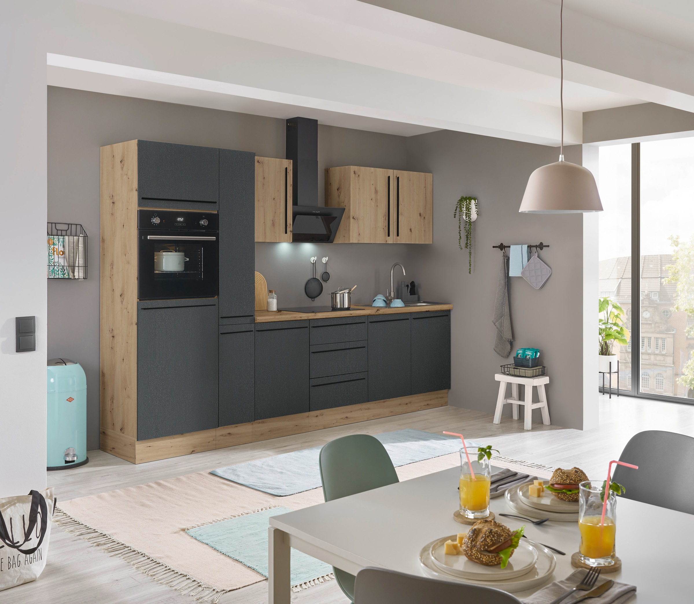 KOCHSTATION Küchenzeile »Florida« Breite 300 cm, wahlweise mit E-Geräten,Softclose für Türen/Schubkästen