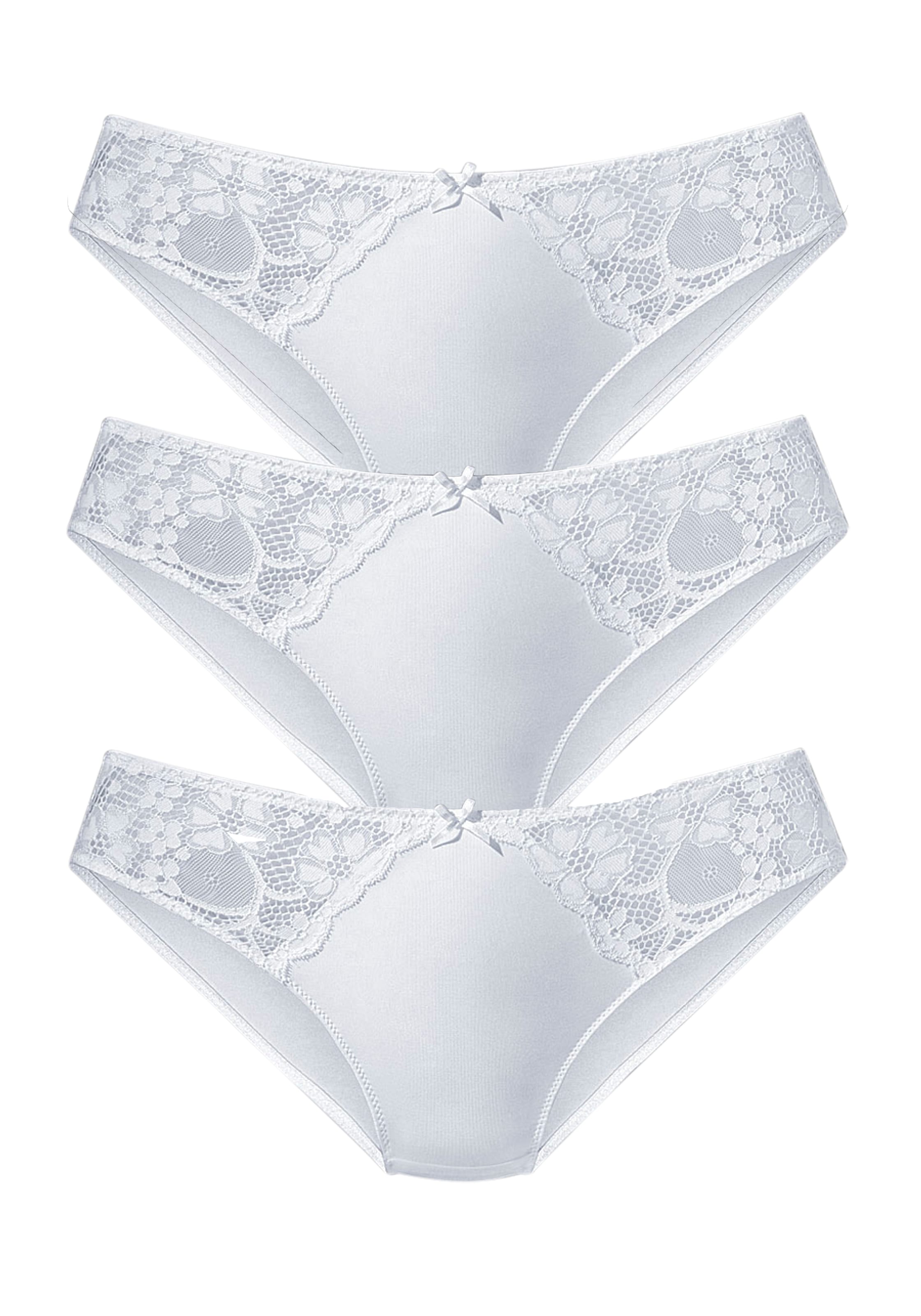 petite fleur Slip, (3 St.), mit leicht transparenter Jacquardspitze an den Seiten