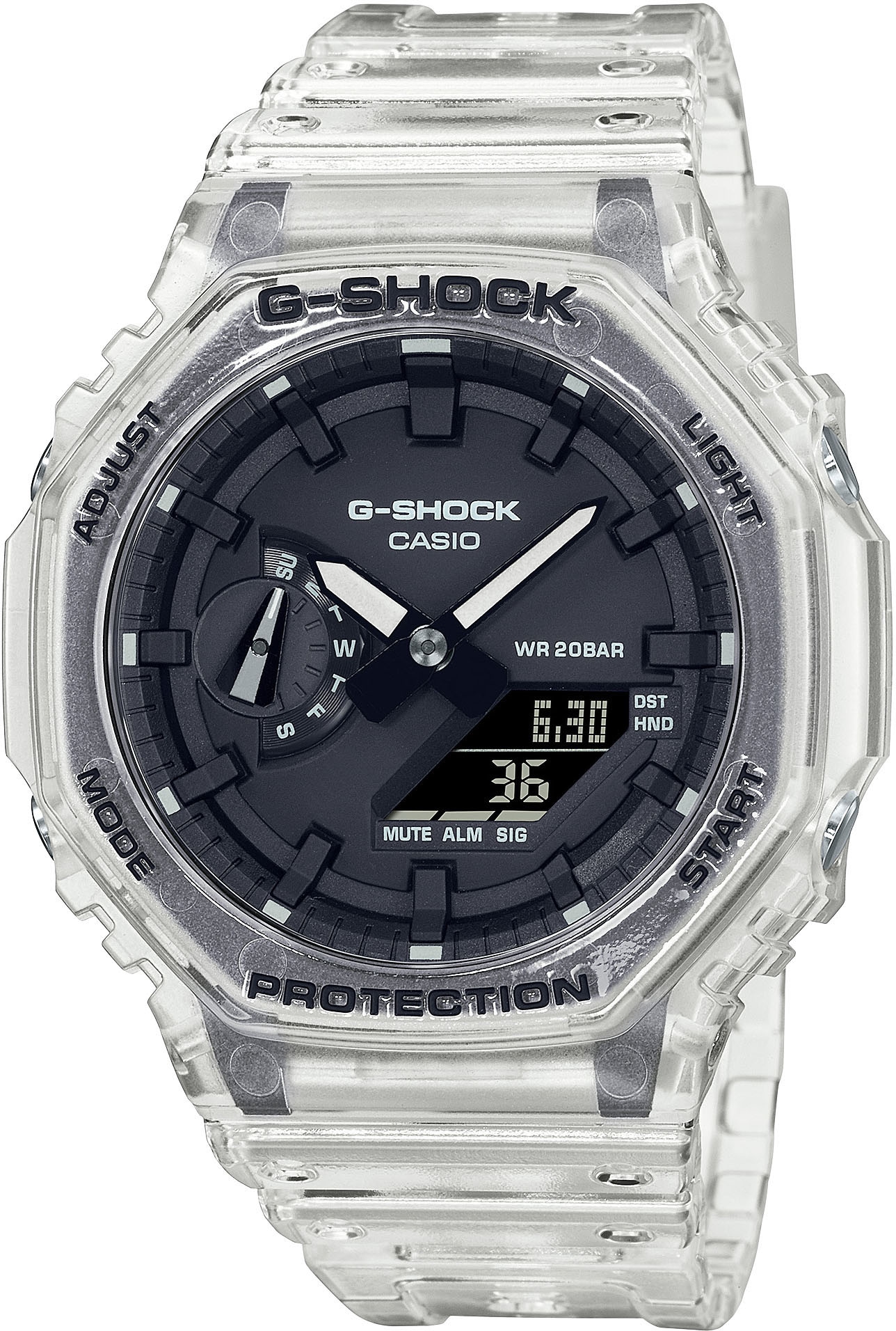 CASIO G-SHOCK Chronograph »GA-2100SKE-7AER«, Quarzuhr, Armbanduhr, Damen, Herren, digital, bis 20 bar wasserdicht