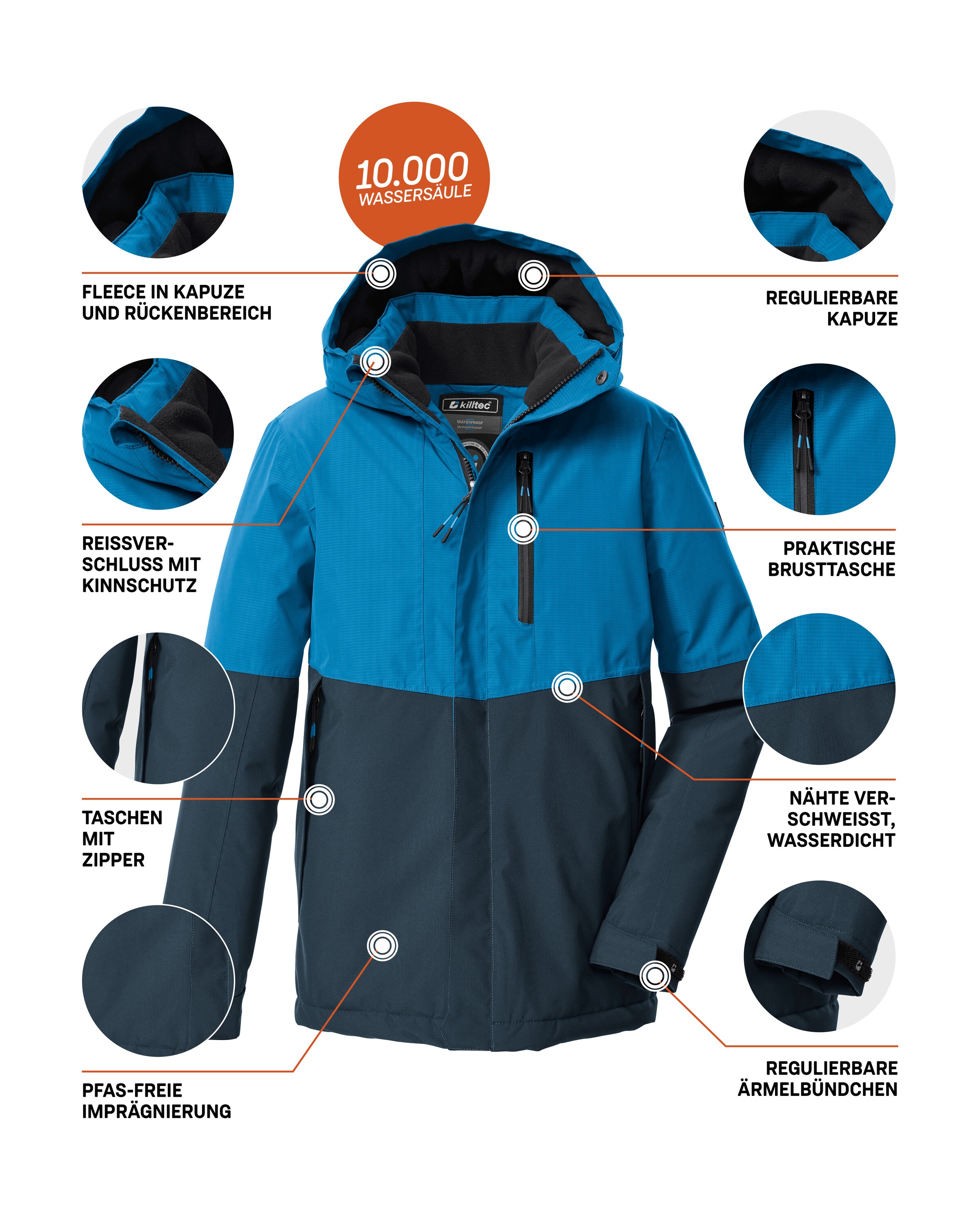 Killtec Funktionsjacke »KOW 222 BYS JCKT«, Wind- u. wasserdichte Kinderjacke mit Fleece, reflektierender Print