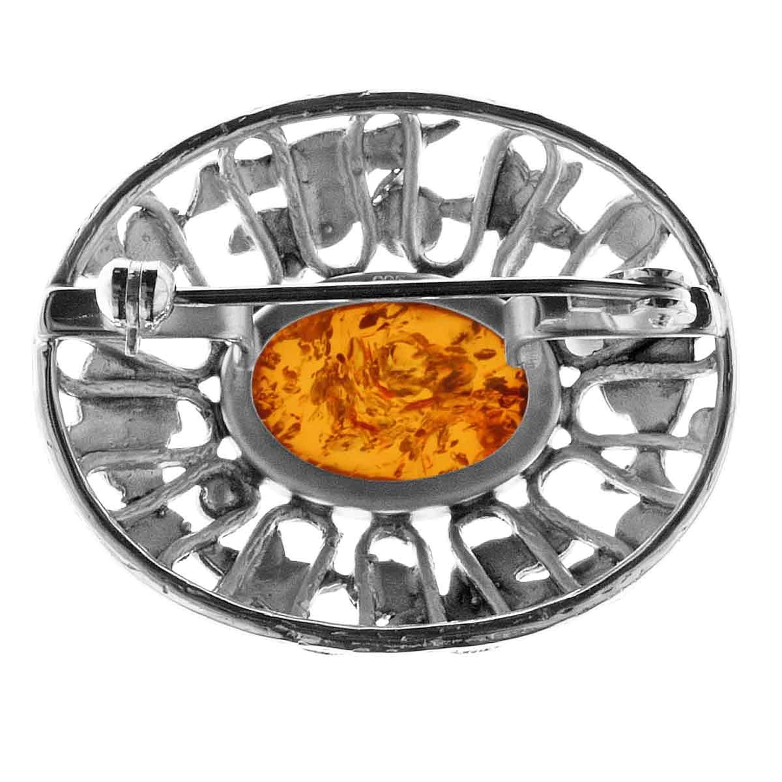 OSTSEE-SCHMUCK Brosche »- Fischland 36x30 mm - Silber 925/000 - Bernstein«