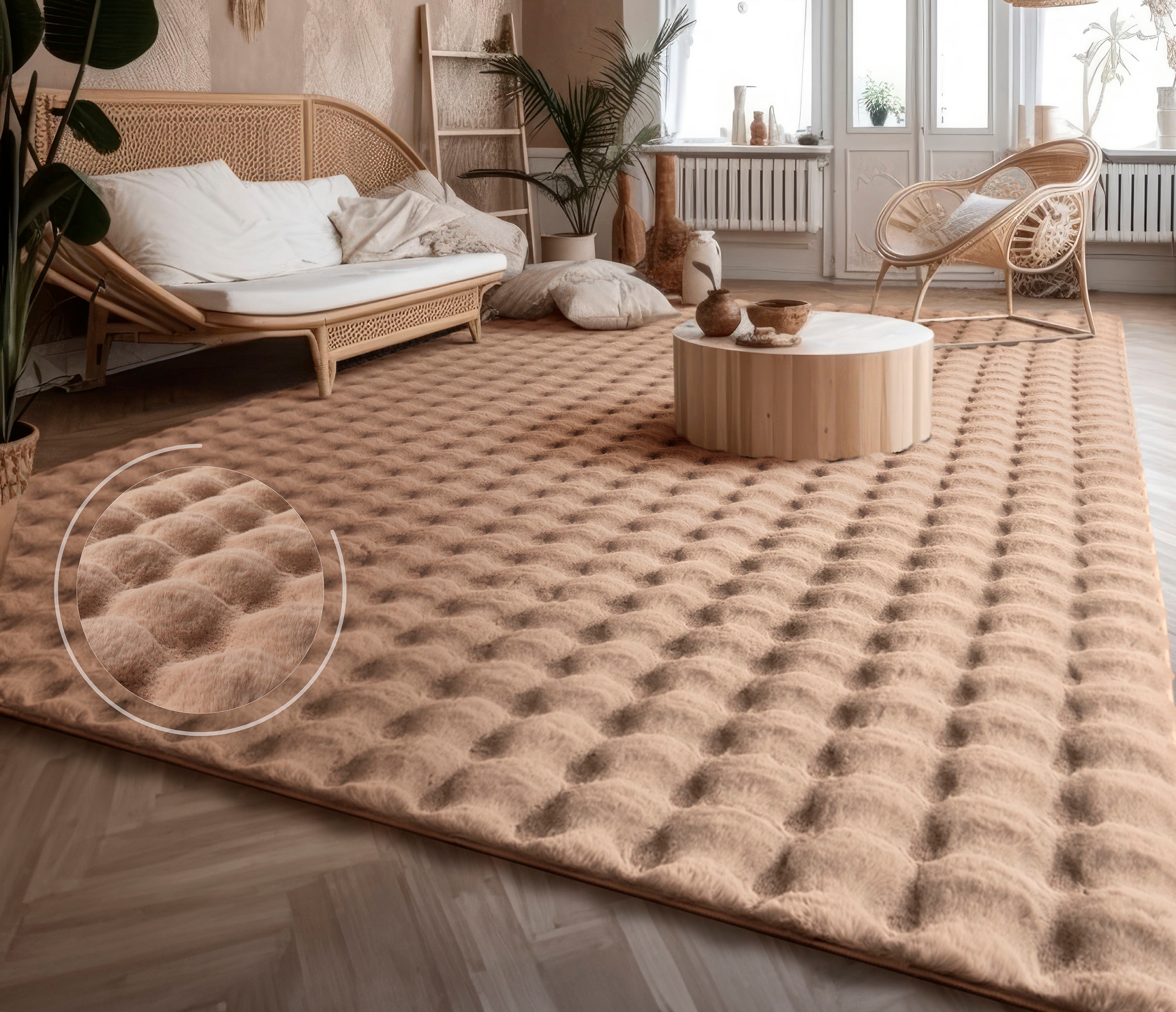 Paco Home Hochflor-Teppich »Arnheim 741« rechteckig 34 mm Höhe Uni Farben, modernes Design, besonders weich, Hoch-Tief Effekt