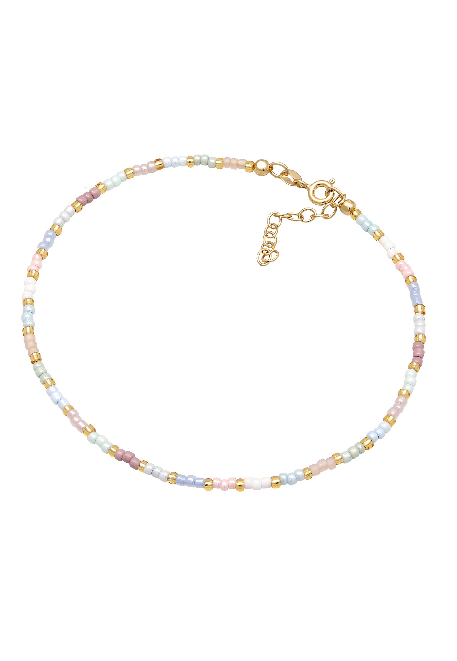 Elli Fußkette »Fußschmuck Glasperlen Pastell Sommeraccessoire 925 Sterling Silber«