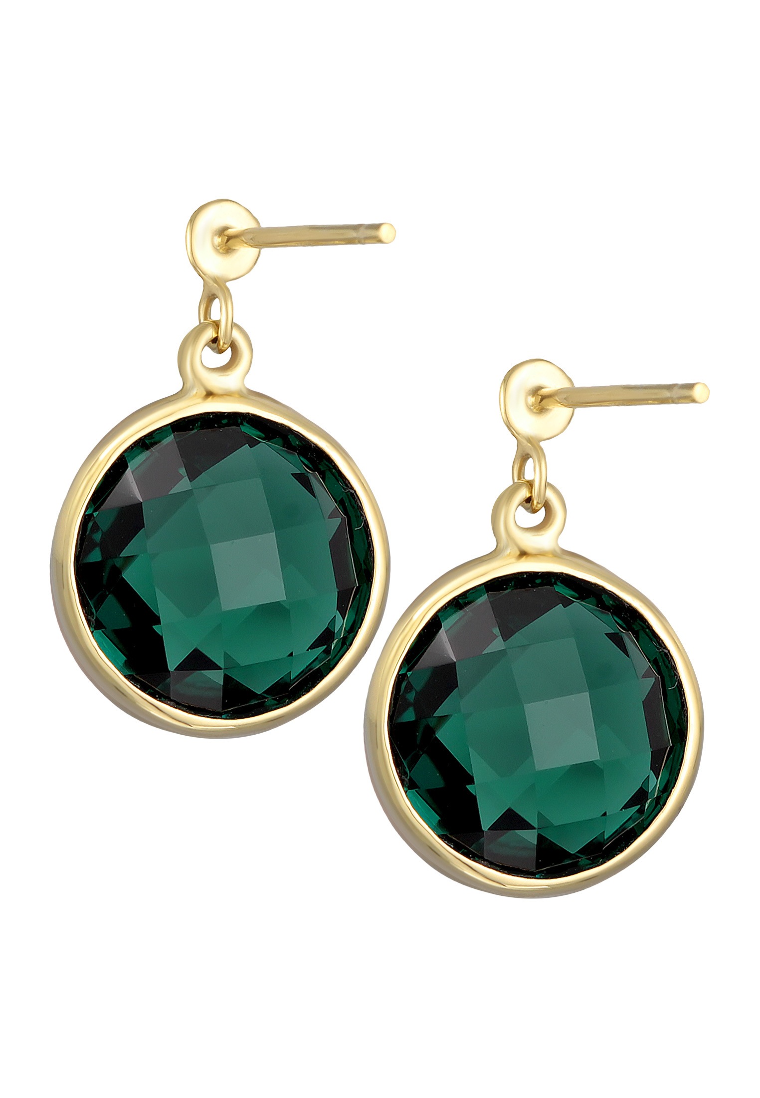 Elli Premium Paar Ohrstecker »Ohrringe Quarz Green Edelstein Ohrstecker 375 Gelbgold«