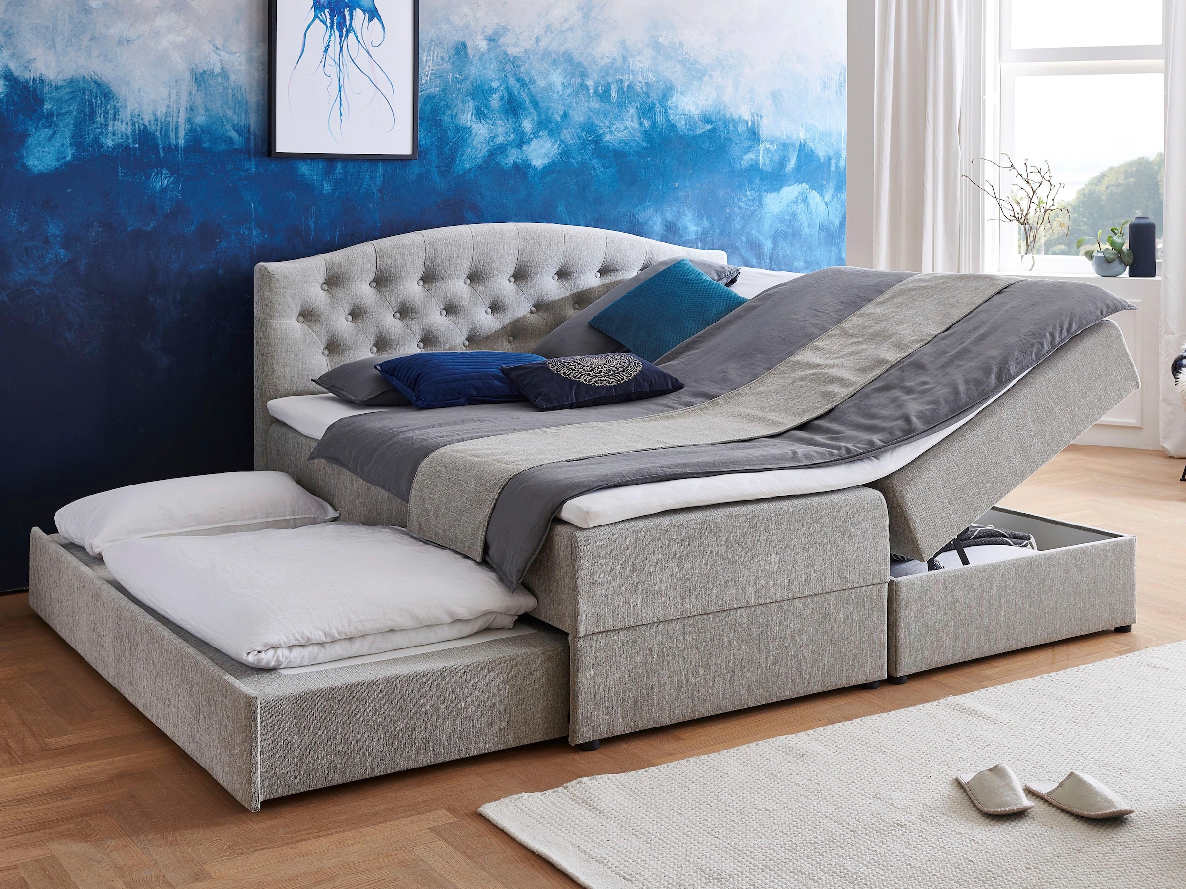 ATLANTIC home collection Boxspringbett »Lotte«, mit Topper, Bettkasten und Gästebett