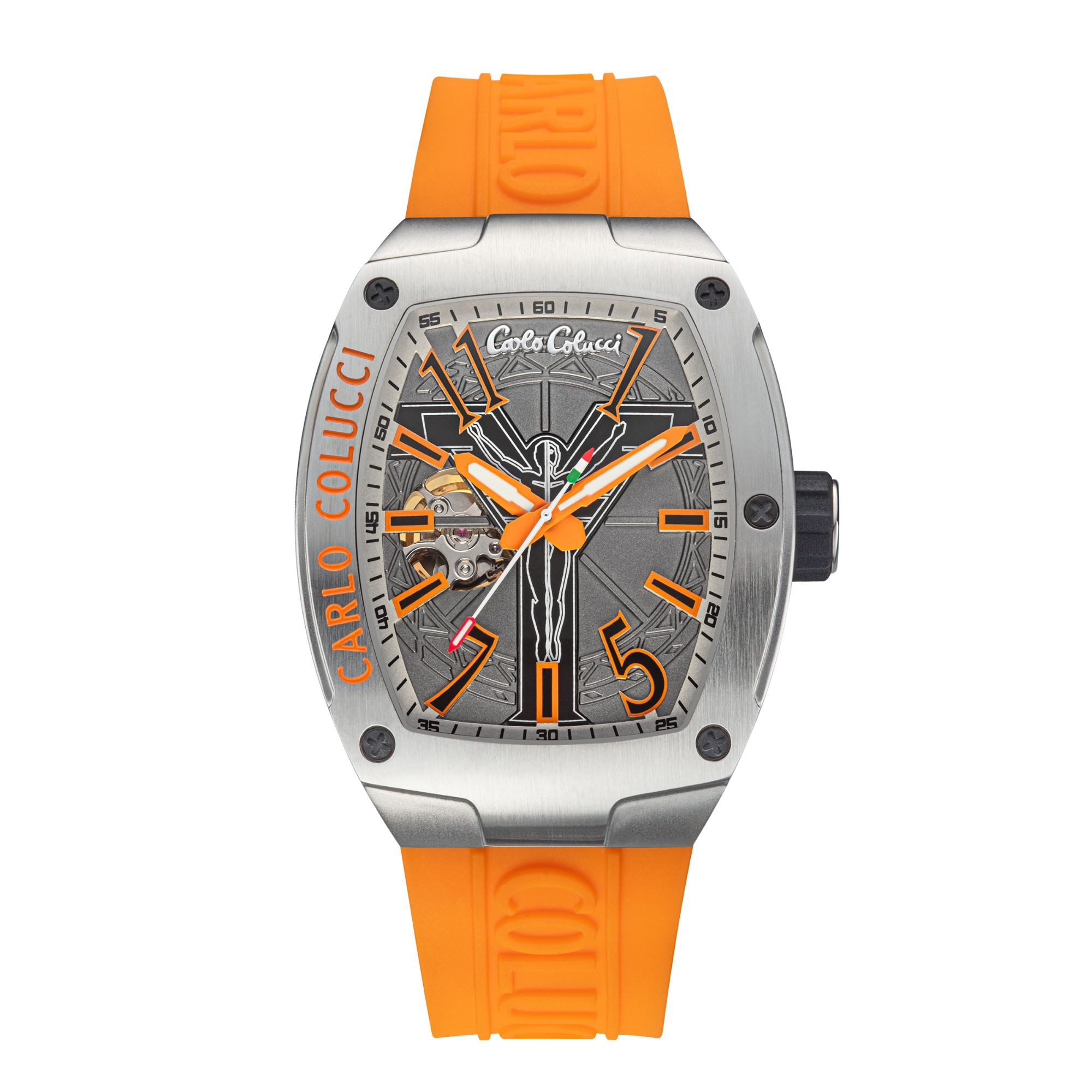 CARLO COLUCCI Automatikuhr Armbanduhr, Herrenuhr, Mechanische Uhr, Silikonarmband, analog