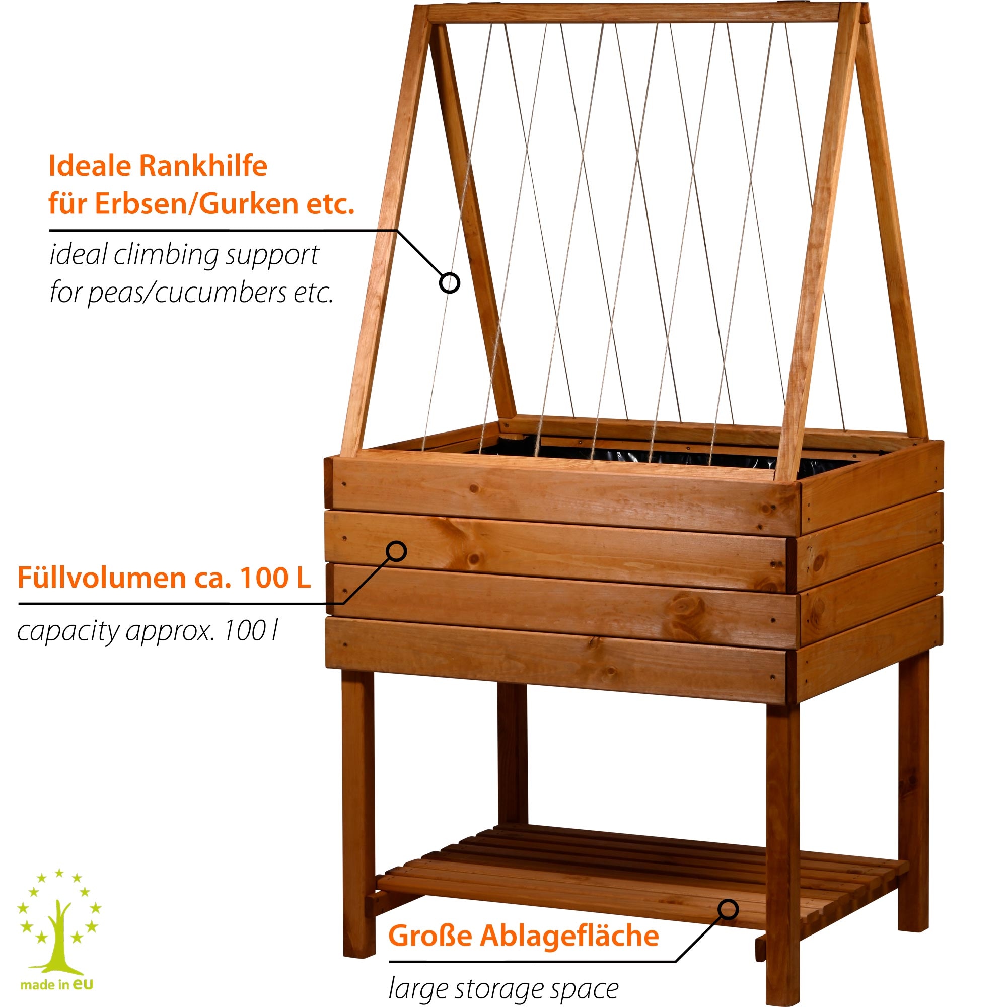 dobar Hochbeet »Kubus 2.0 inkl. Rankhilfen-Aufsatz« Maße ca. 80 x 60 x 146 cm (LxBxH), Innenmaße: ca. 74 x 54 x 26,5 cm