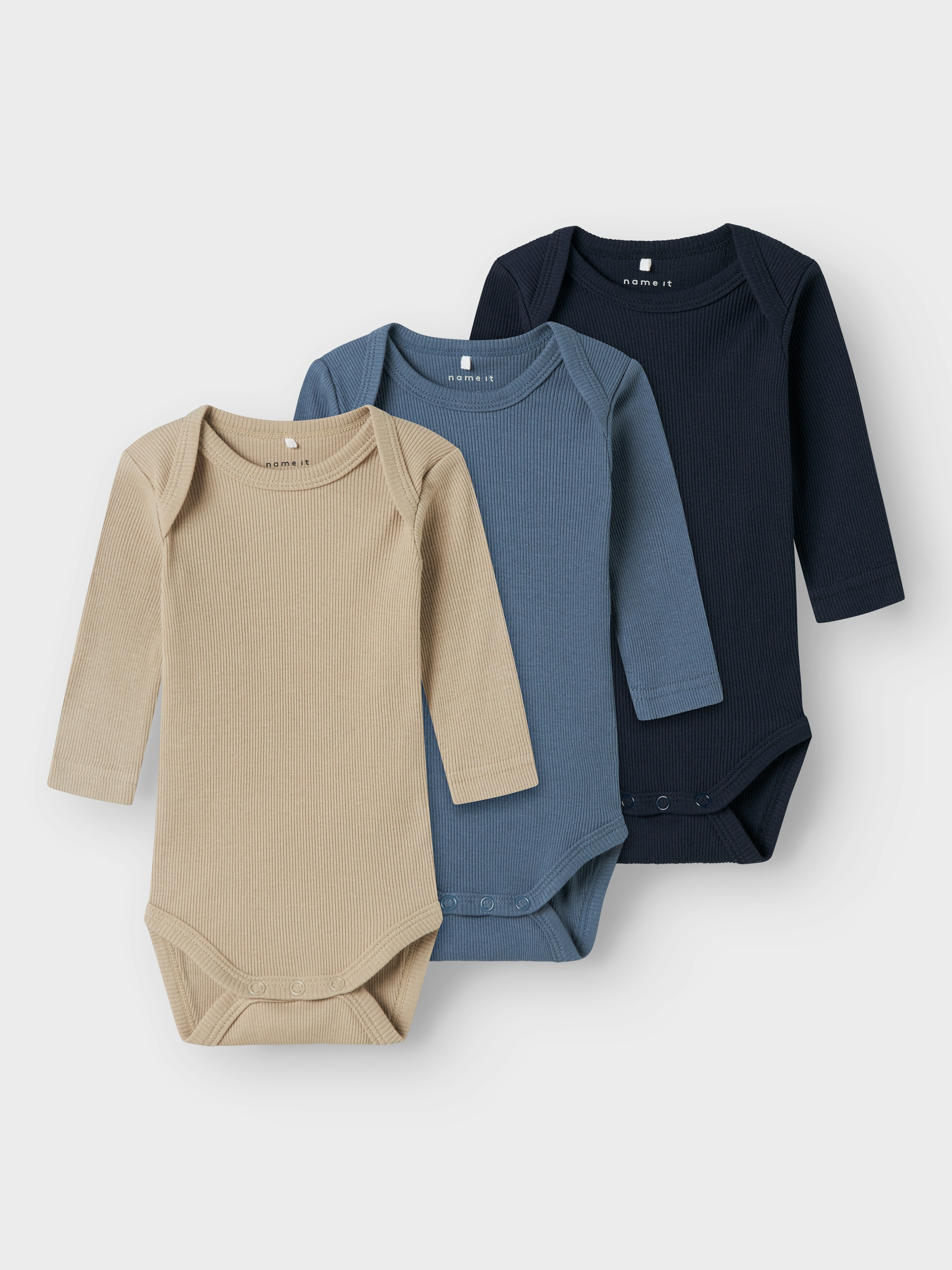 Name It Mädchen Body »NBNBODY 3P LS SOLID RIB« Packung in blau, Größe N-Gr