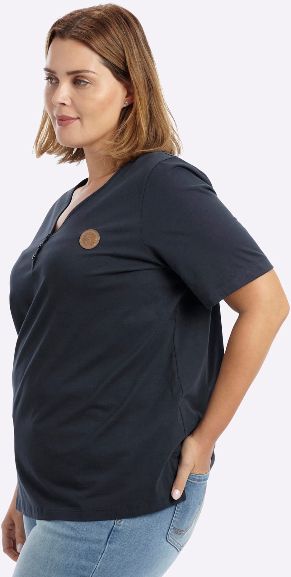 Sheego V-Shirt »Kurzarm-Shirt« 1