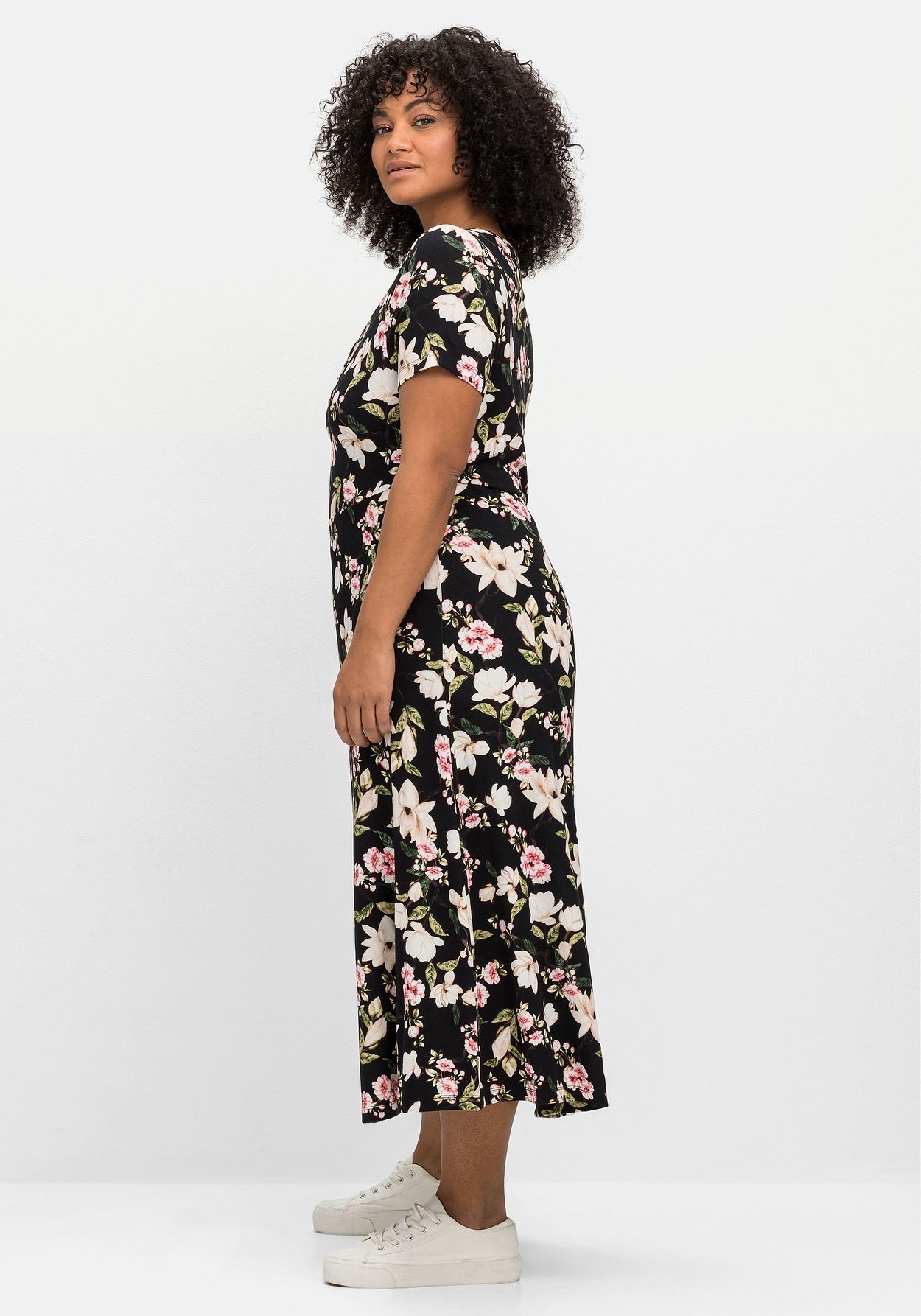 Sheego Jerseykleid »Jerseykleid in Midilänge, mit Blumendruck«