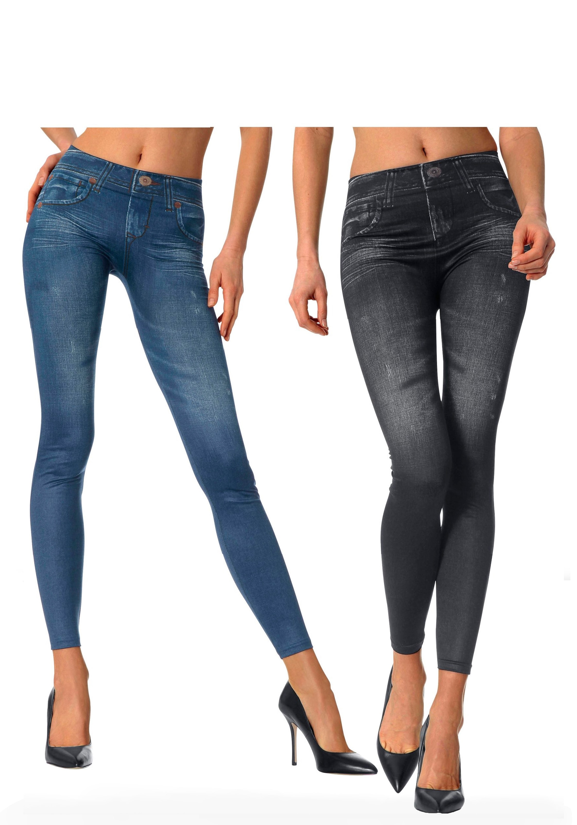 Shop mit im bestellen OTTO Online Jeansleggings, (2er-Pack), Jeansoptik aufgedruckter