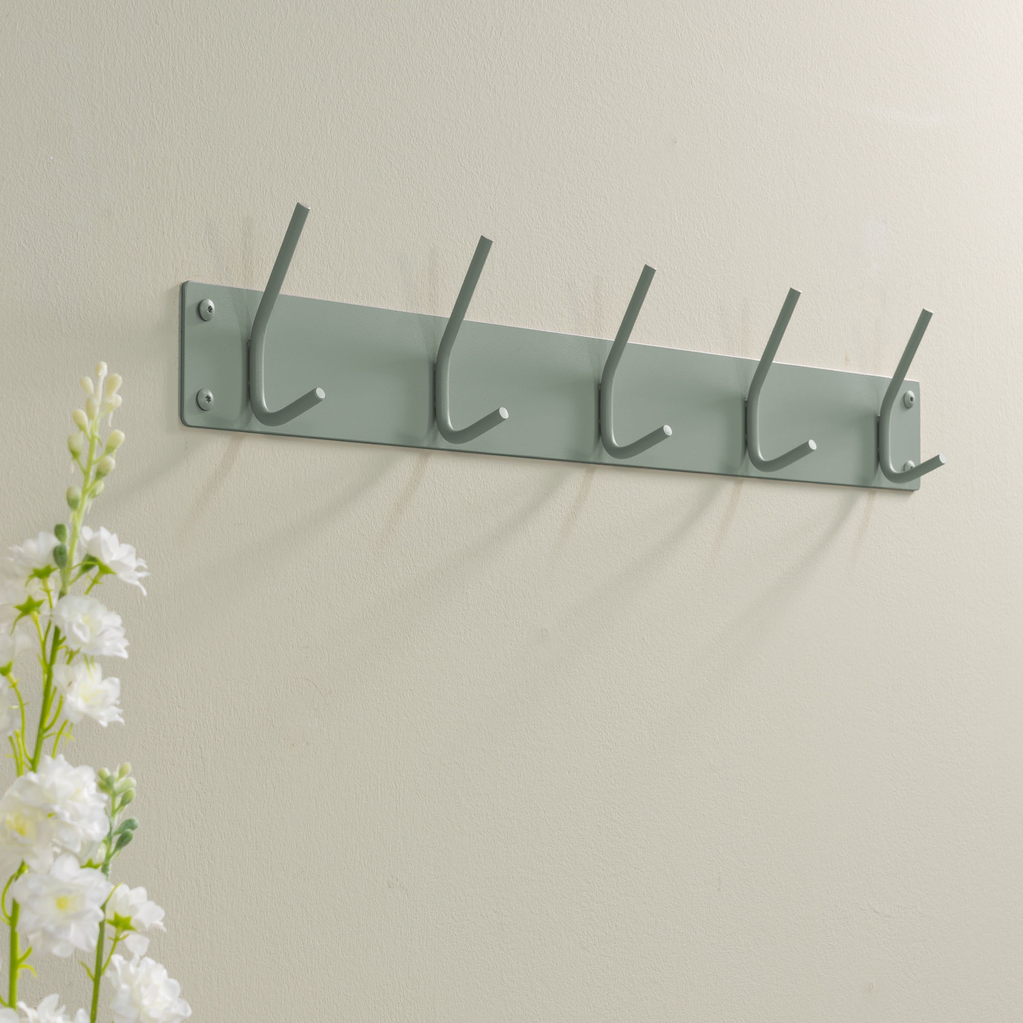 Spinder Design Garderobenhaken »FUSION 5« Wandgarderobe aus Stahl mit 5 Haken und Hutablage aus Eichenholz