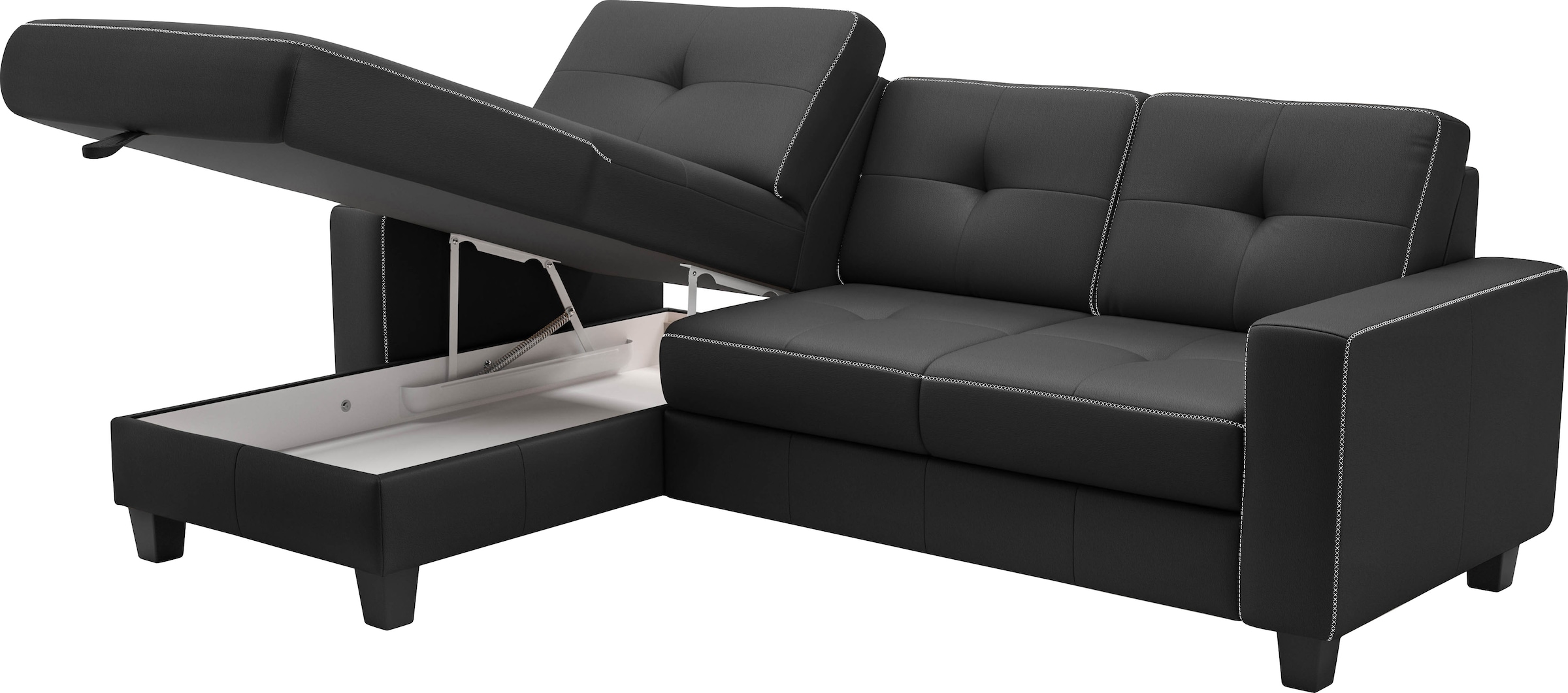 Places of Style Ecksofa »Varese«, wahlweise mit Bettfunktion und Bettkasten