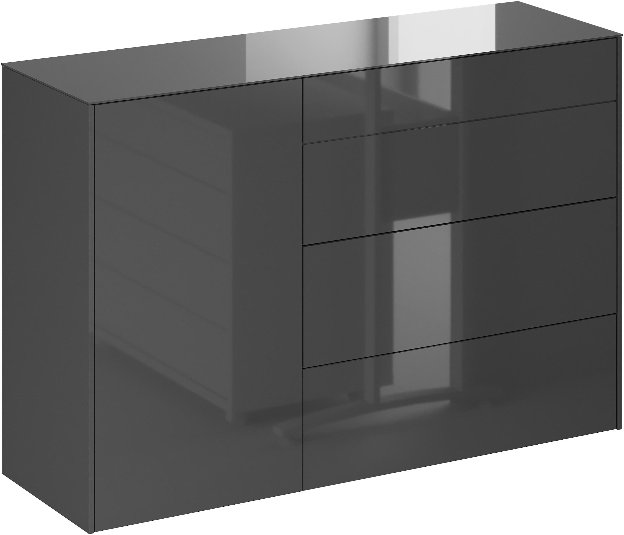 Mäusbacher Kommode Kommode BHT 131/89/42 cm, Push to open, Front+Oberplatte=Glas