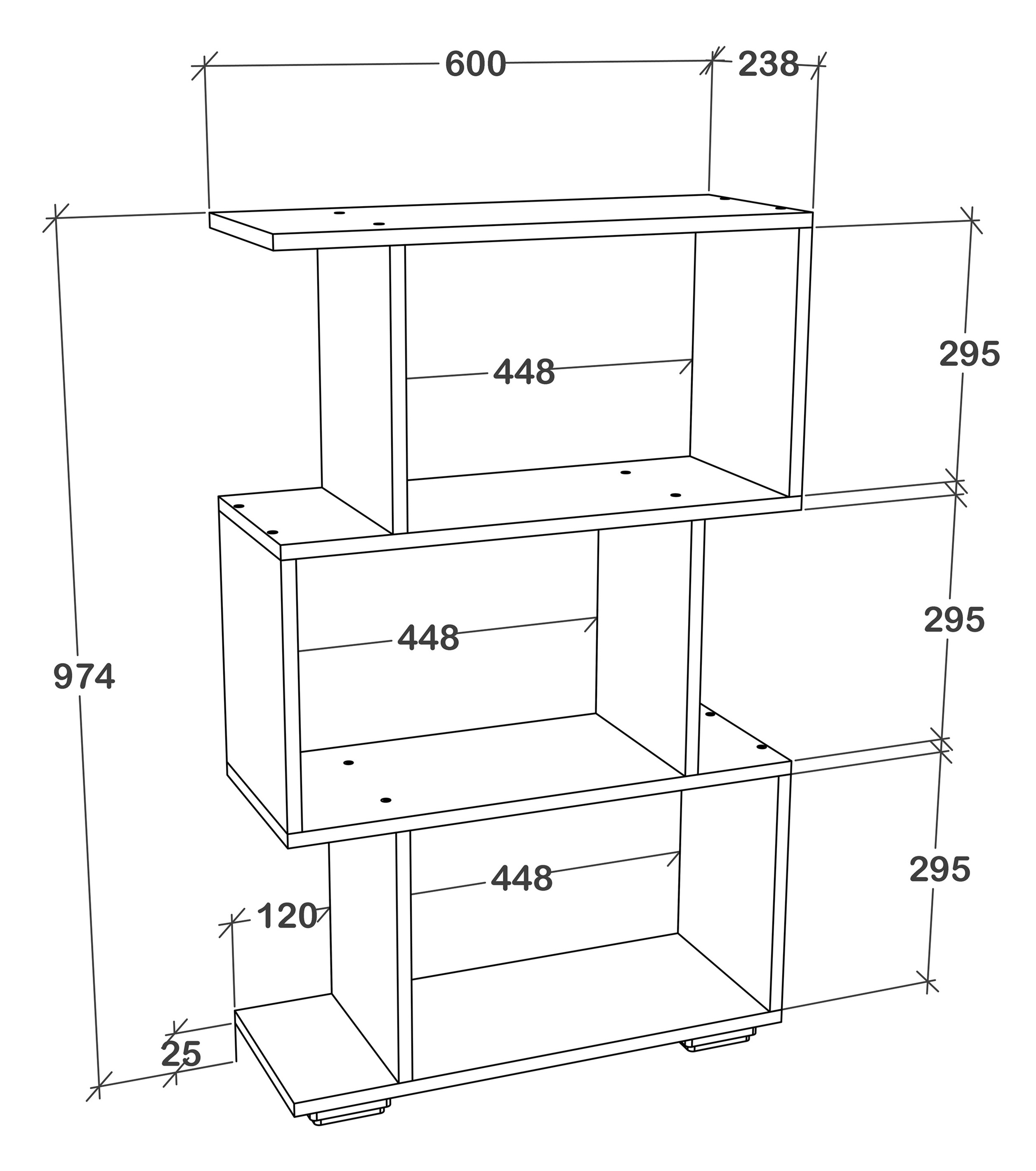 VCM Standregal »VCM Holz Raumteiler Stand Regal Bücherregal Deko Bücher Standregal Palusa M«